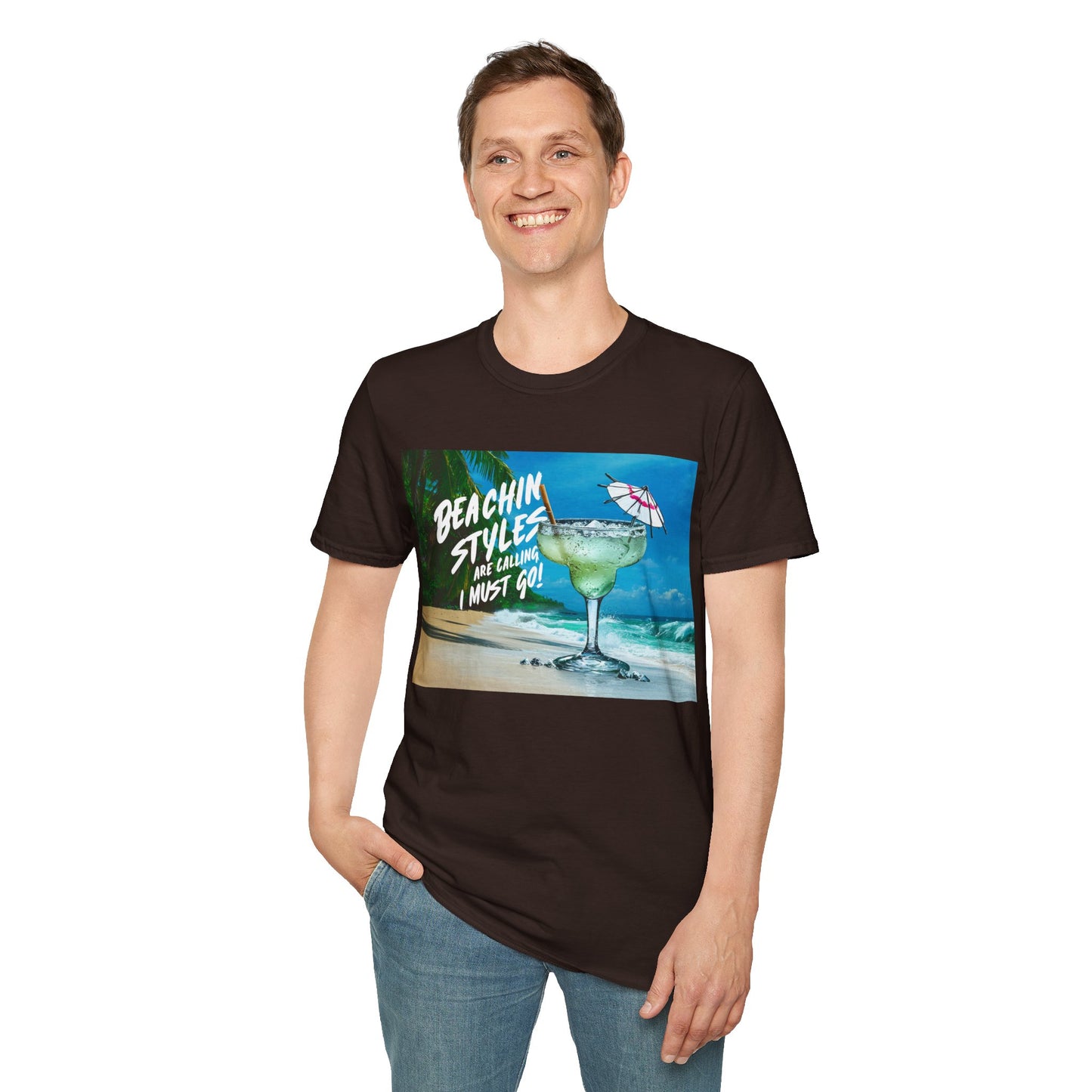 The Beach is Calling, I Must Go, Margarita - Unisex Softstyle T-Shirt