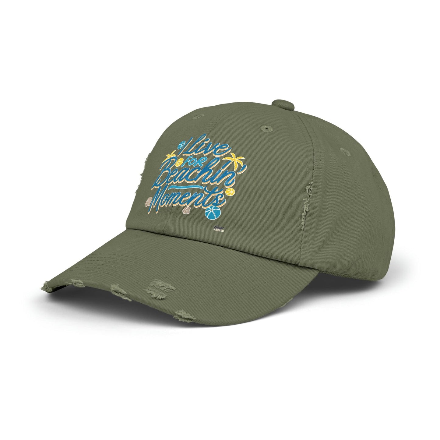 I Live For Beachin Moments Distressed Cap, Casual Beach Hat - Coastal Collections