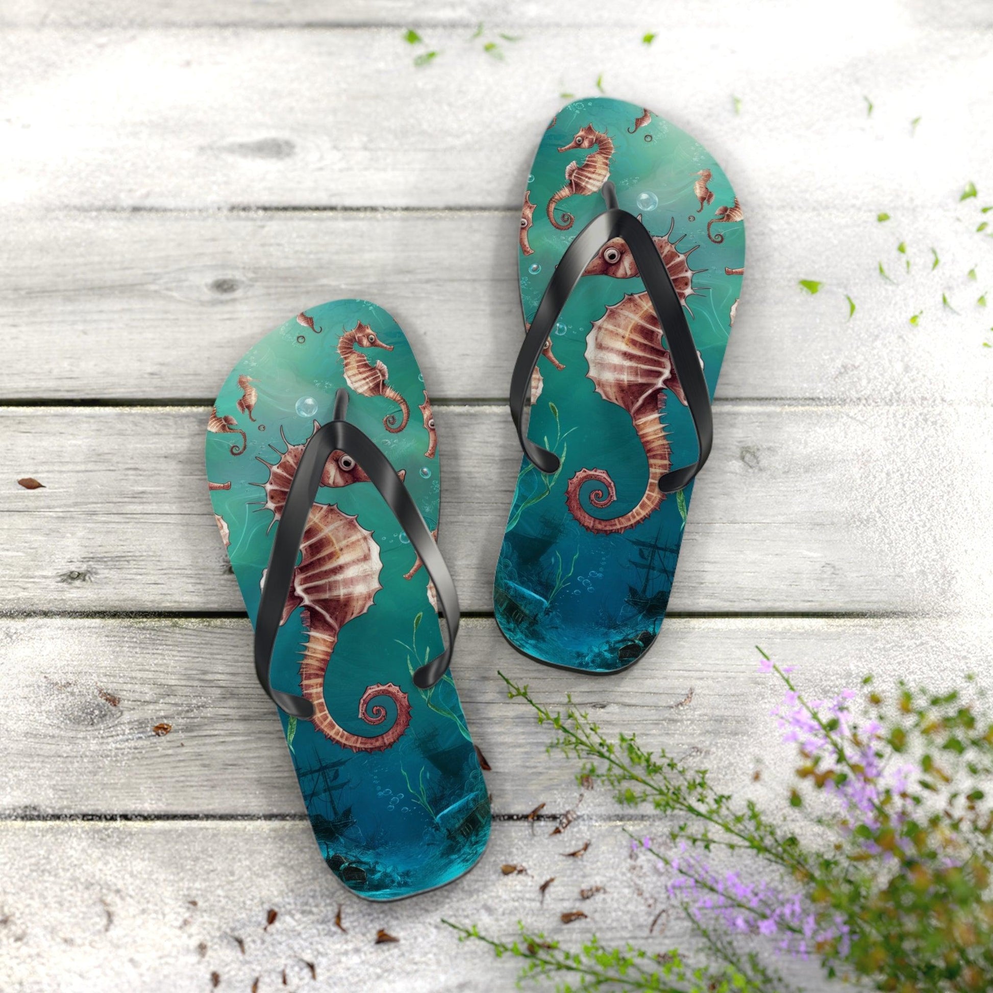 Seahorse Inspired Flip Flops, Express Your Beach Loving Self - Coastal Collections