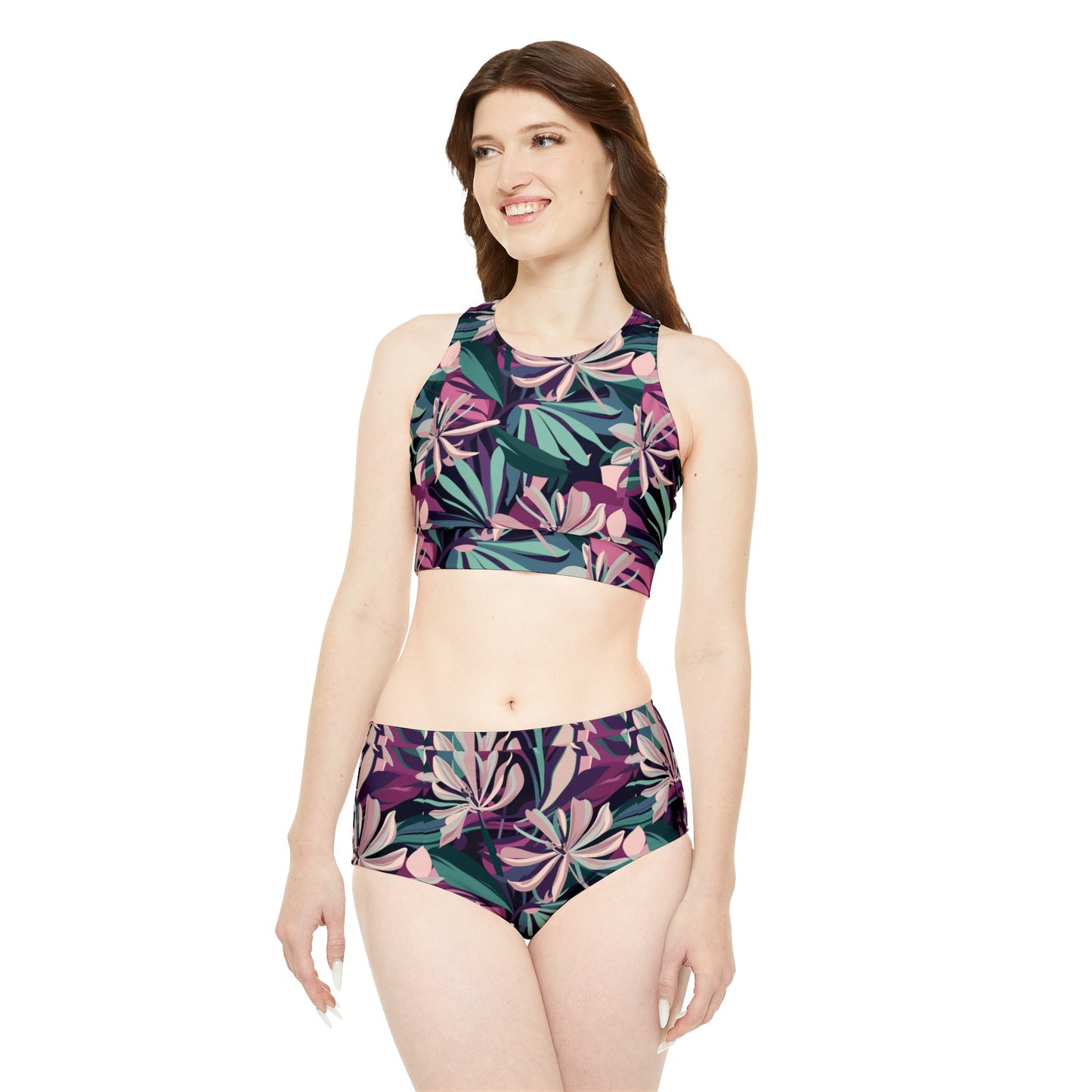 Oleander Flower Sporty Bikini Set