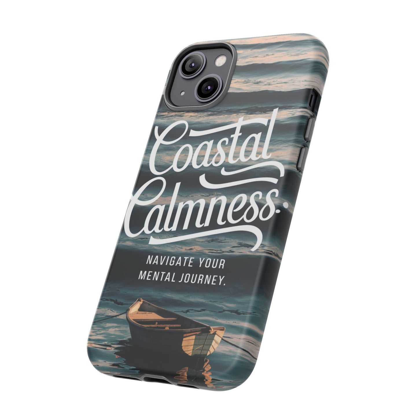 Coastal Calmness, Old Wooden Row Boat Design Protective Phone Case