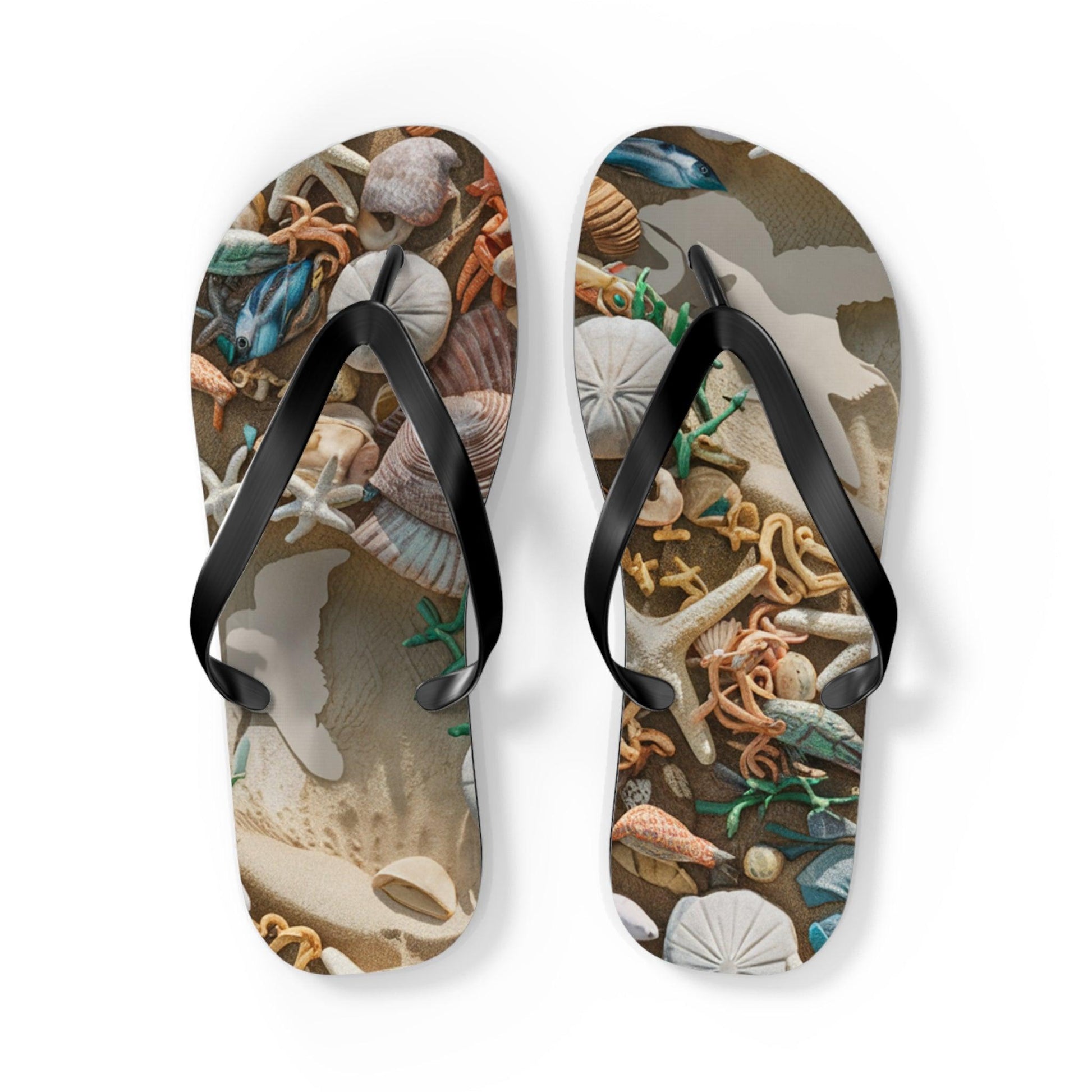 Seashell and Seagull Inspired Flip Flops v4, Express Your Beach Loving Self - Coastal Collections