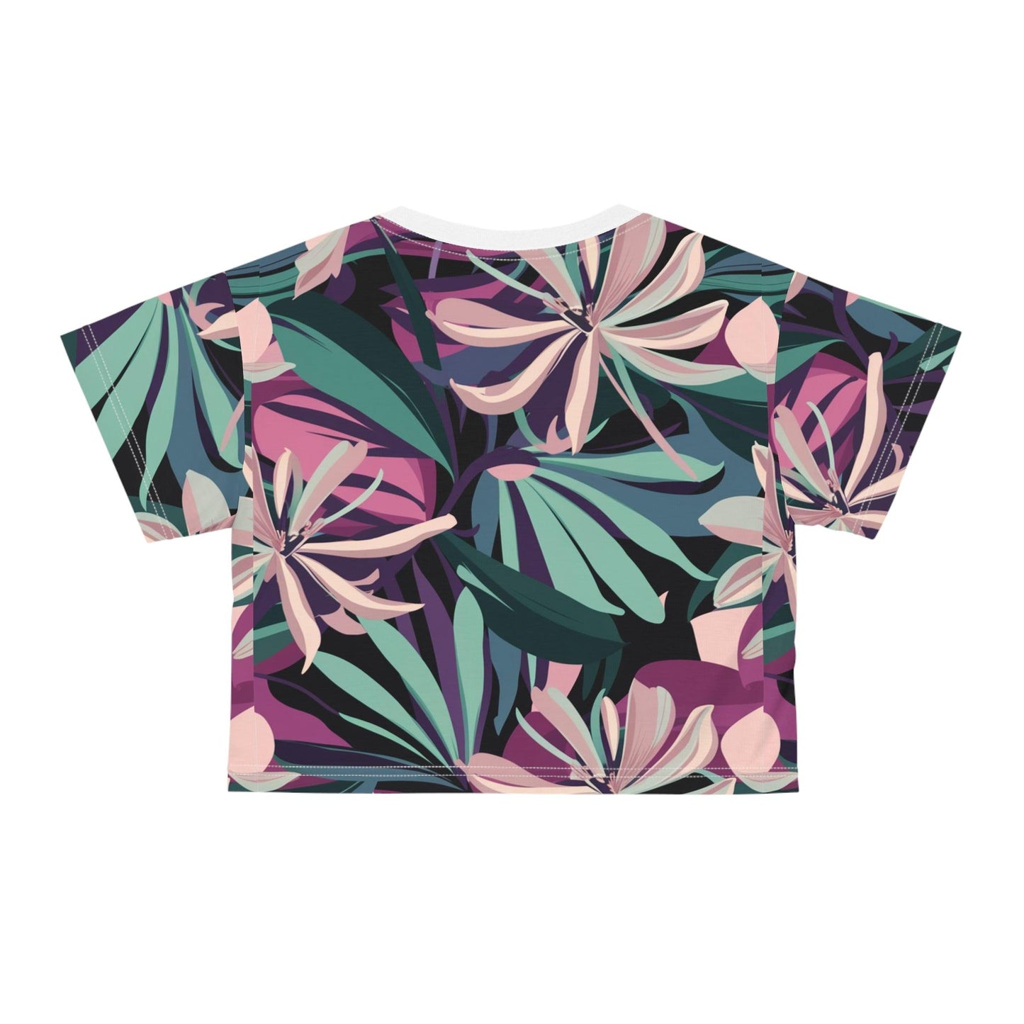 Sea Inspired Oleander Large Print Crop Tee (AOP) - Coastal Collections