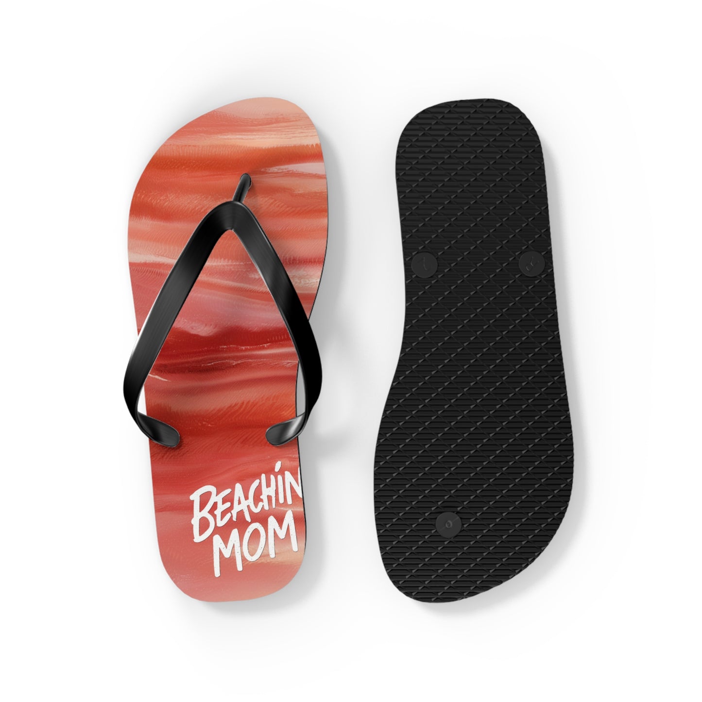 Beachin Mom Coral Abstract Beach - Flip Flops, Sandals