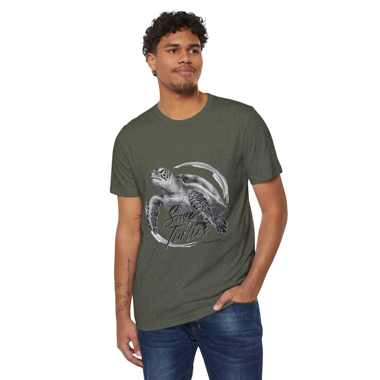 Save the Turtles Unisex Recycled Organic T-Shirt (Print on Front)