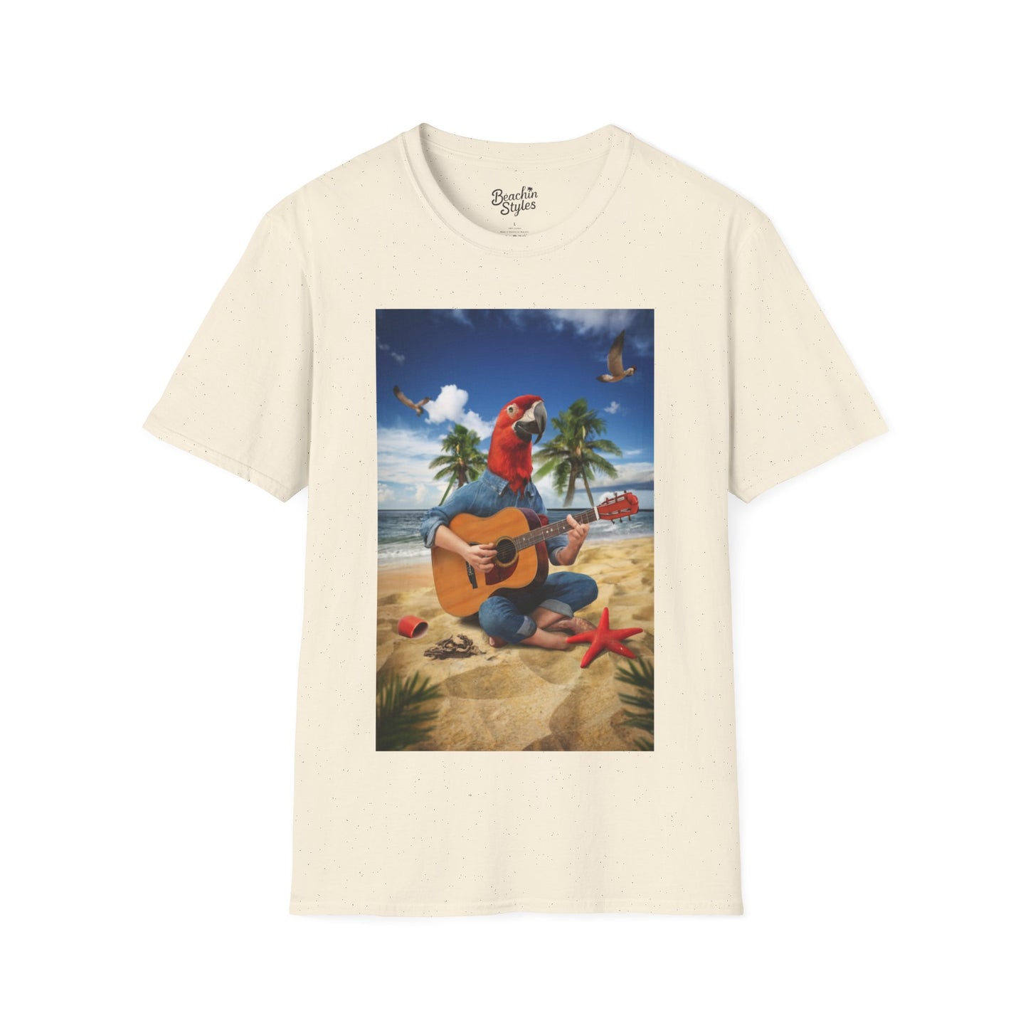 Rockin' Parrot Beach Scene - Unisex T-shirt