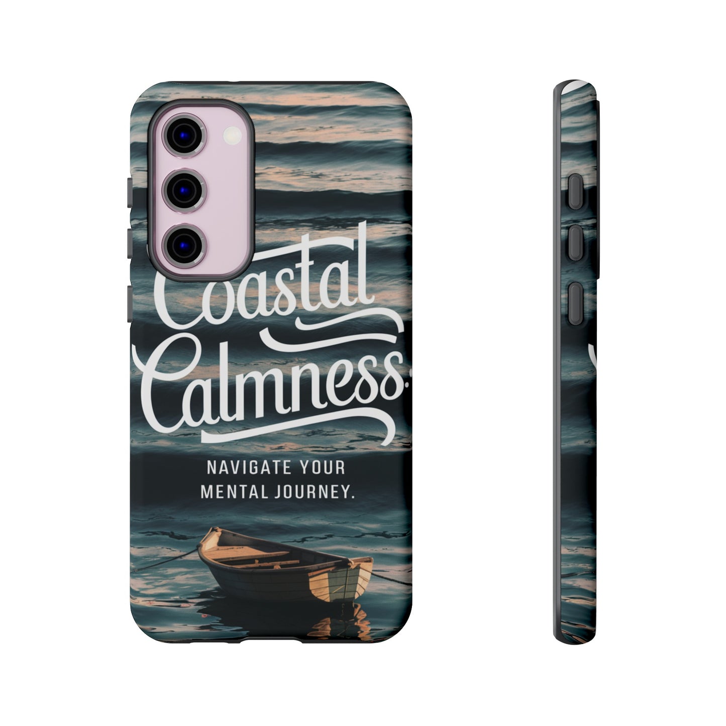 Coastal Calmness, Old Wooden Row Boat Design Protective Phone Case