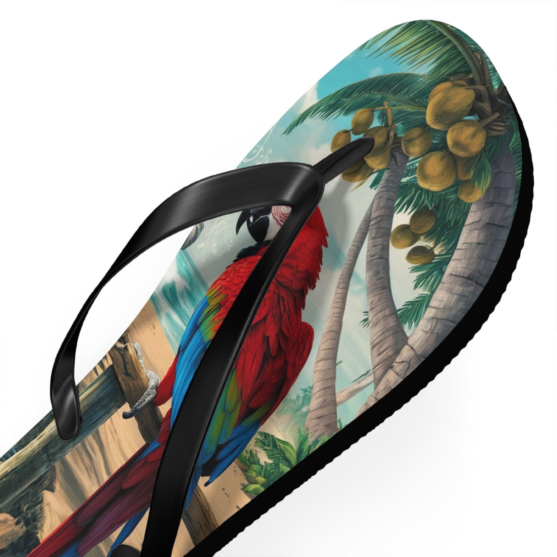 Red Parrot Beach Inspired Flip Flops, Express Your Beach Loving Self - Coastal Collections