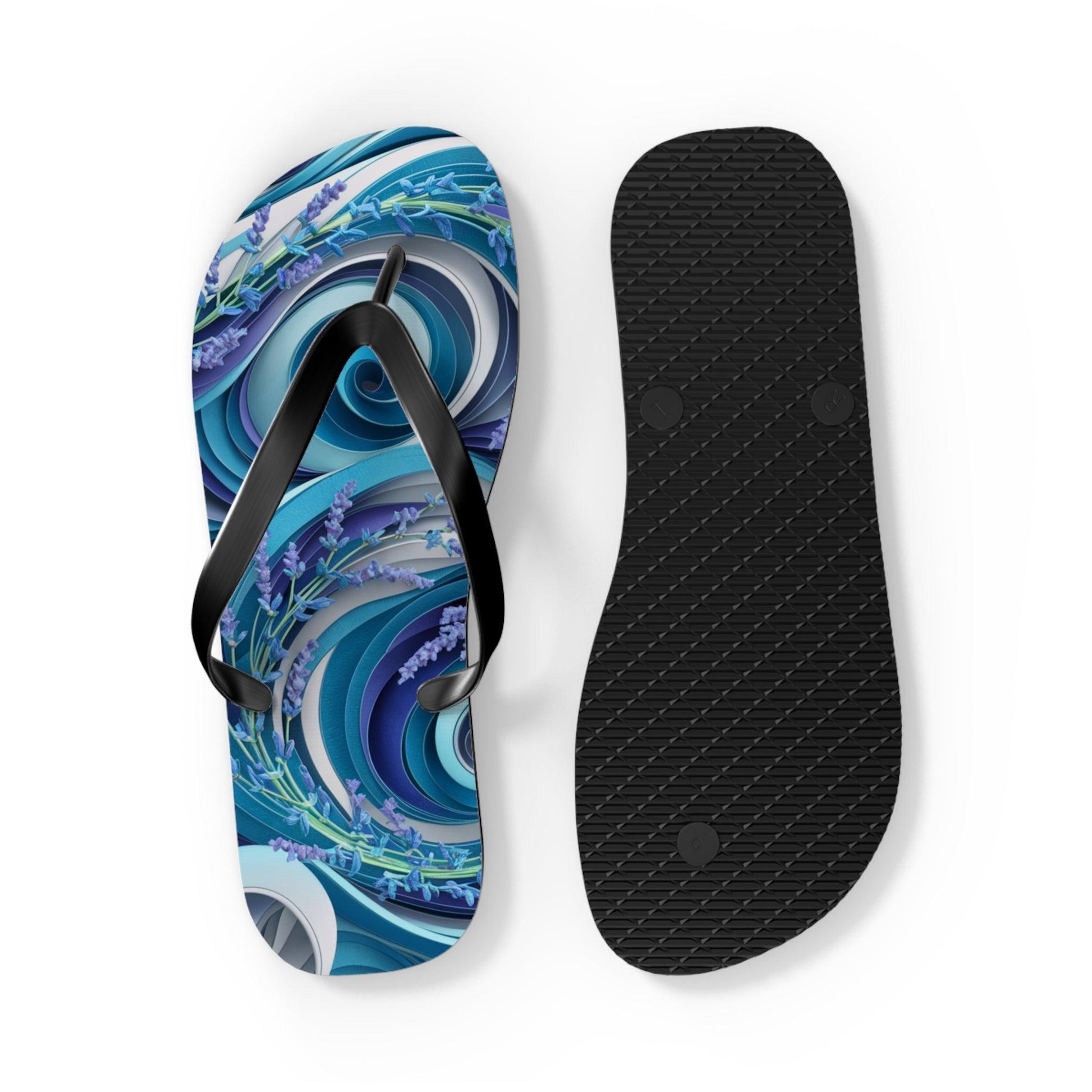 Sea Lavendar Ocean Waves Inspired Flip Flops, Express Your Beach Loving Self - Coastal Collections