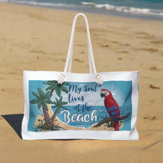 My Soul Lives at the Beach - Beach Bag