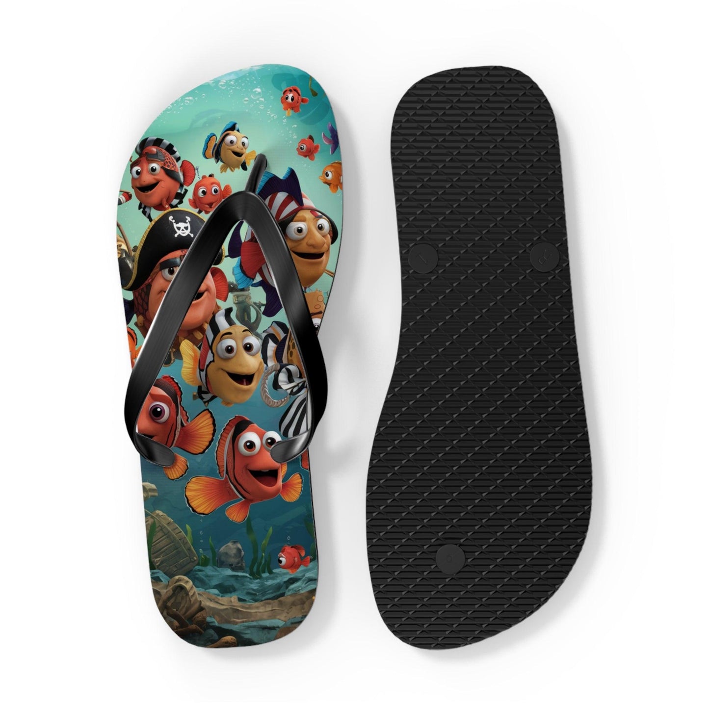 Comical Fish and Pirates Inspired Flip Flops v2, Express Your Beach Loving Self - Coastal Collections