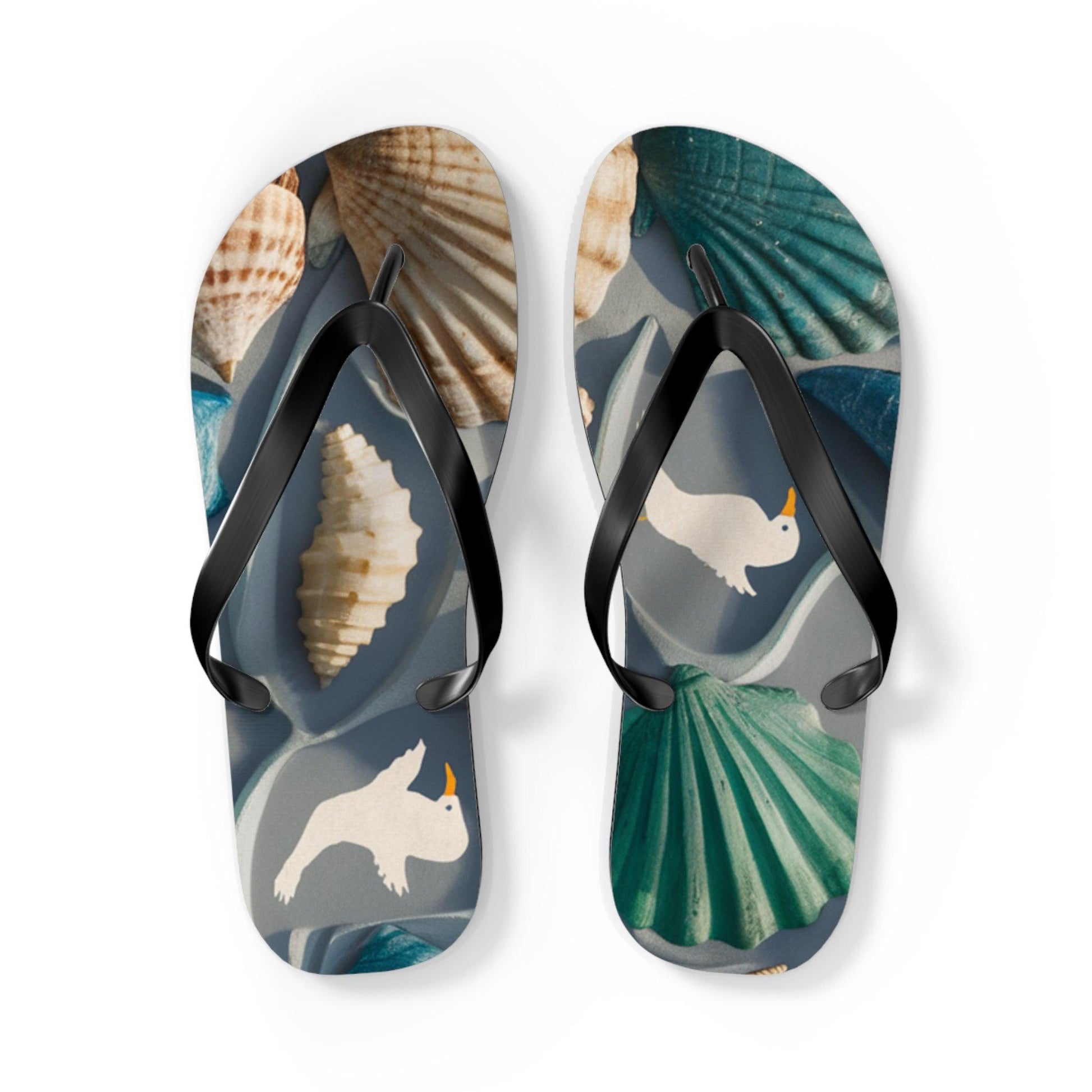 Seashell and Seagull Inspired Flip Flops, Express Your Beach Loving Self - Coastal Collections