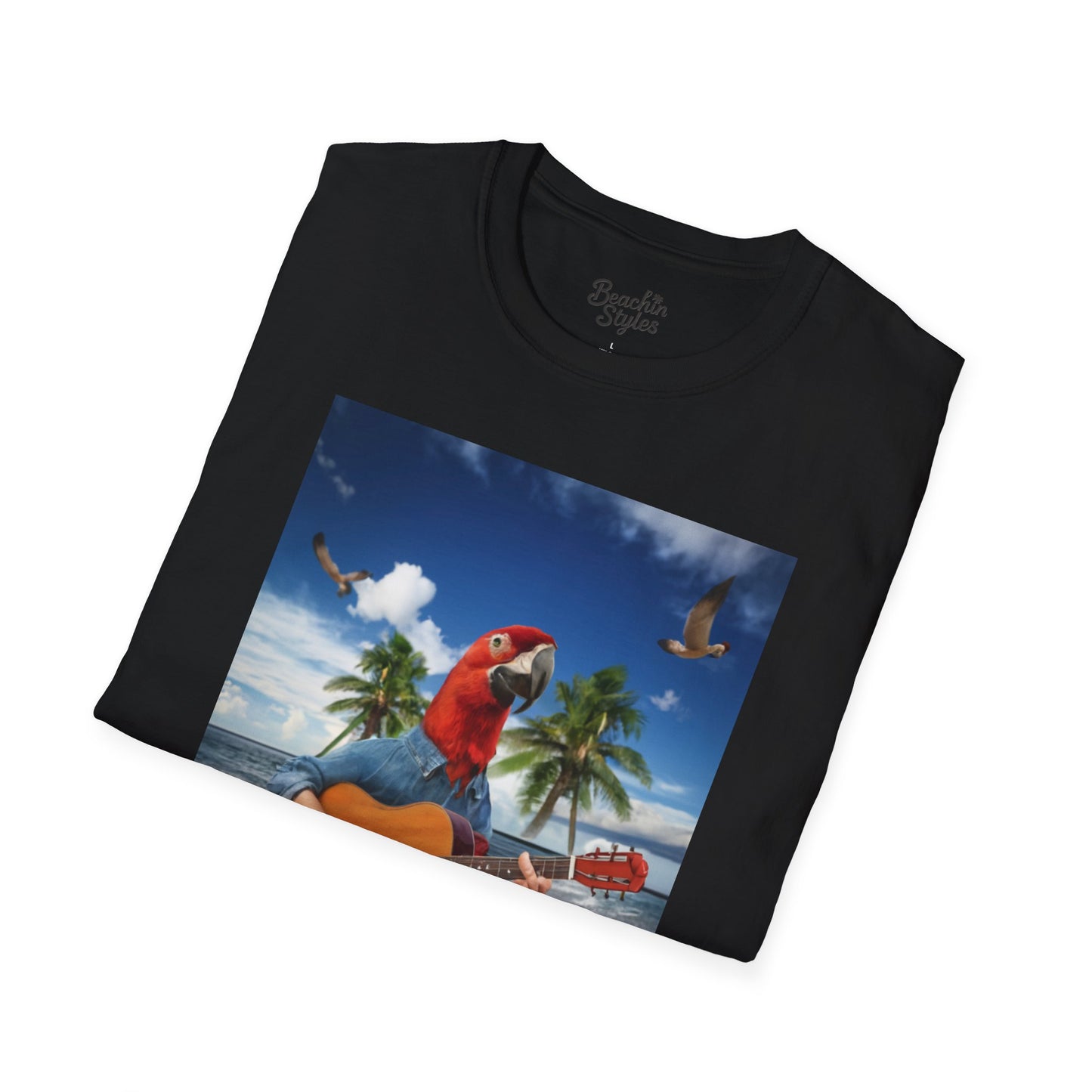 Rockin' Parrot Beach Scene - Unisex T-shirt