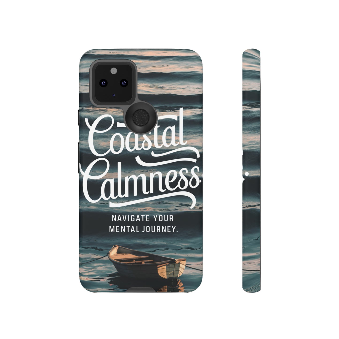 Coastal Calmness, Old Wooden Row Boat Design Protective Phone Case