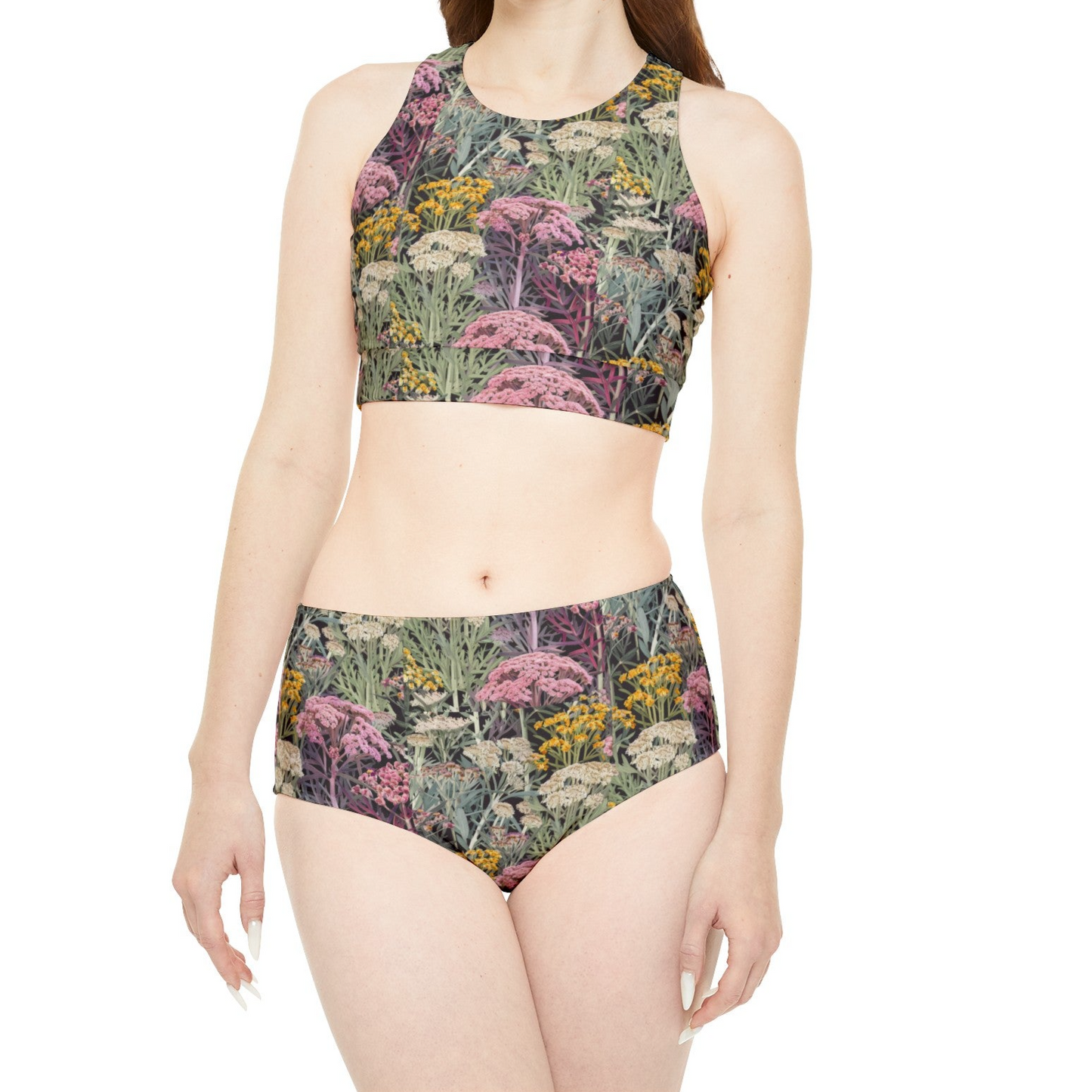 Yarrow Flower Bouquet Sporty Bikini Set