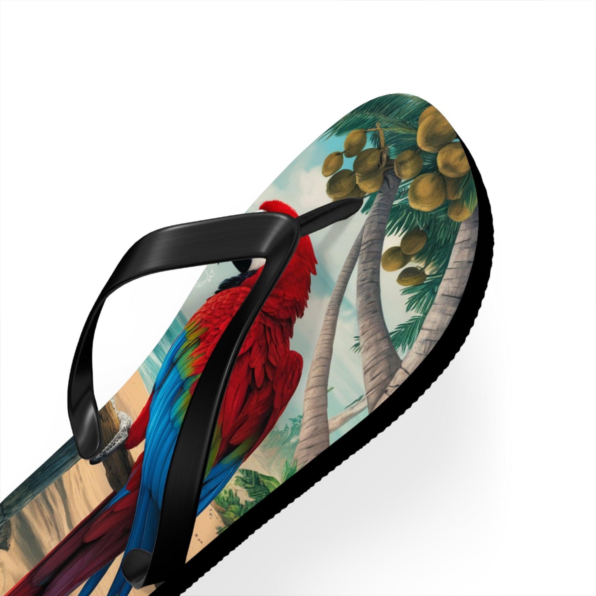 Red Parrot Beach Inspired Flip Flops, Express Your Beach Loving Self - Coastal Collections