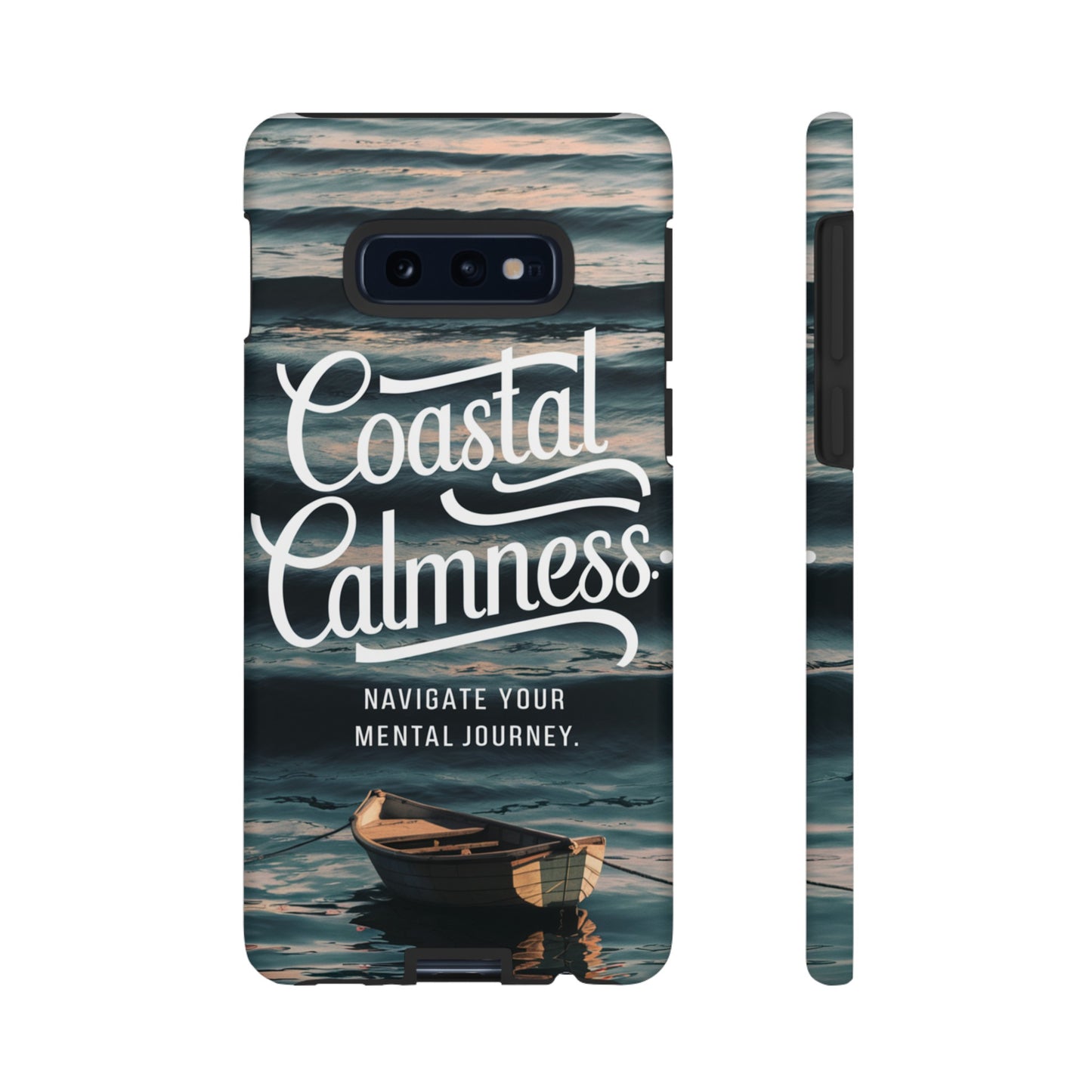 Coastal Calmness, Old Wooden Row Boat Design Protective Phone Case