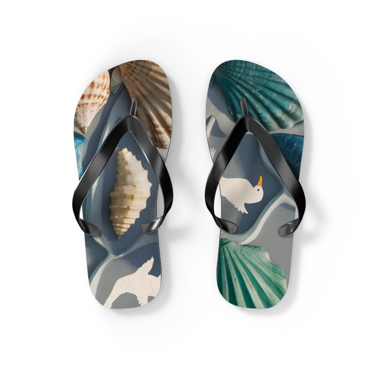 Seashell and Seagull Inspired Flip Flops, Express Your Beach Loving Self - Coastal Collections