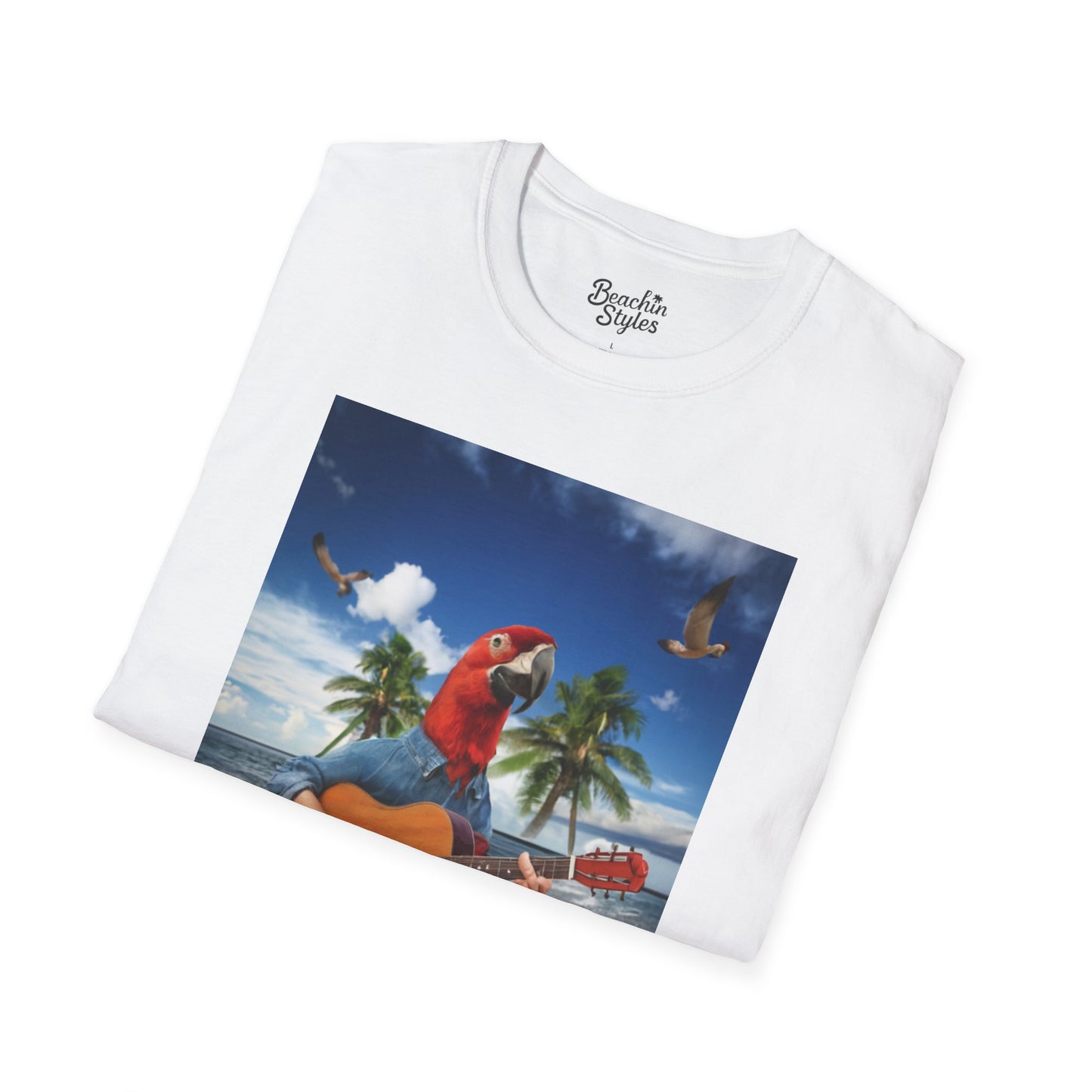 Rockin' Parrot Beach Scene - Unisex T-shirt