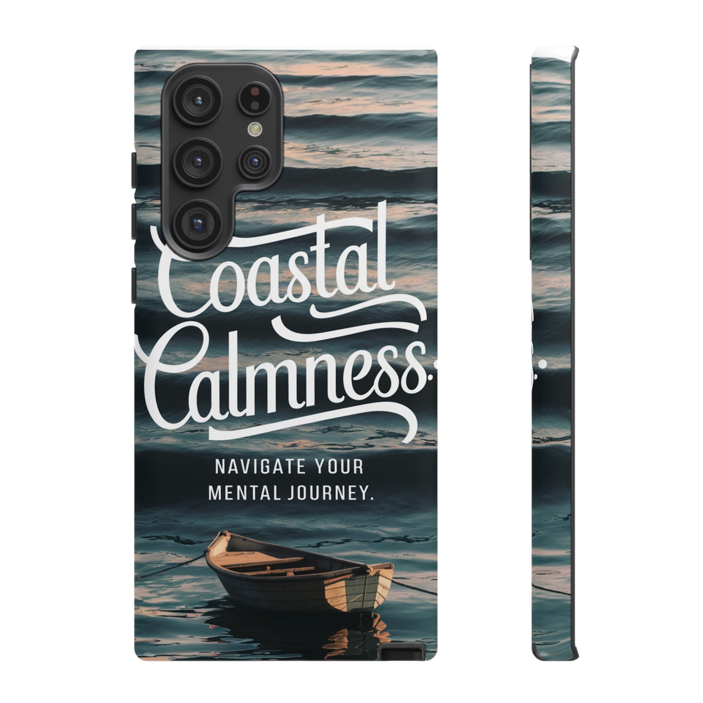 Coastal Calmness, Old Wooden Row Boat Design Protective Phone Case