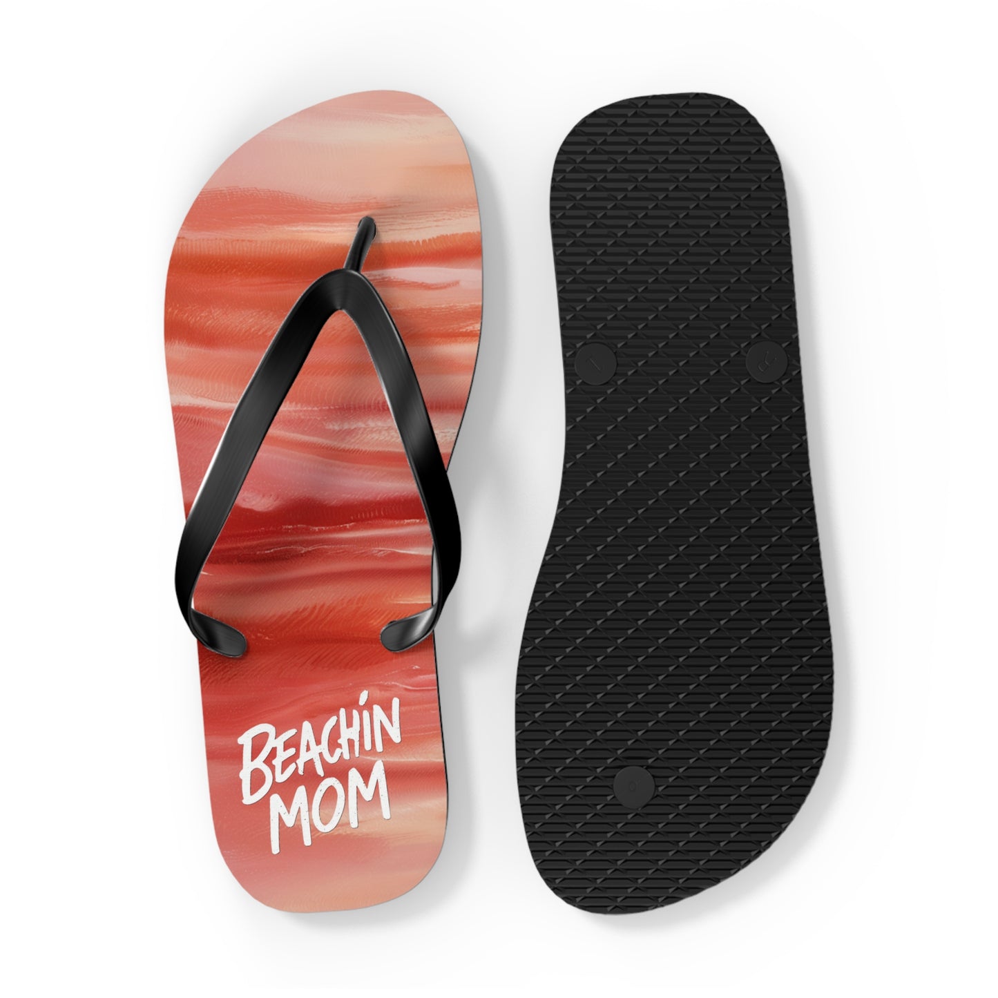 Beachin Mom Coral Abstract Beach - Flip Flops, Sandals