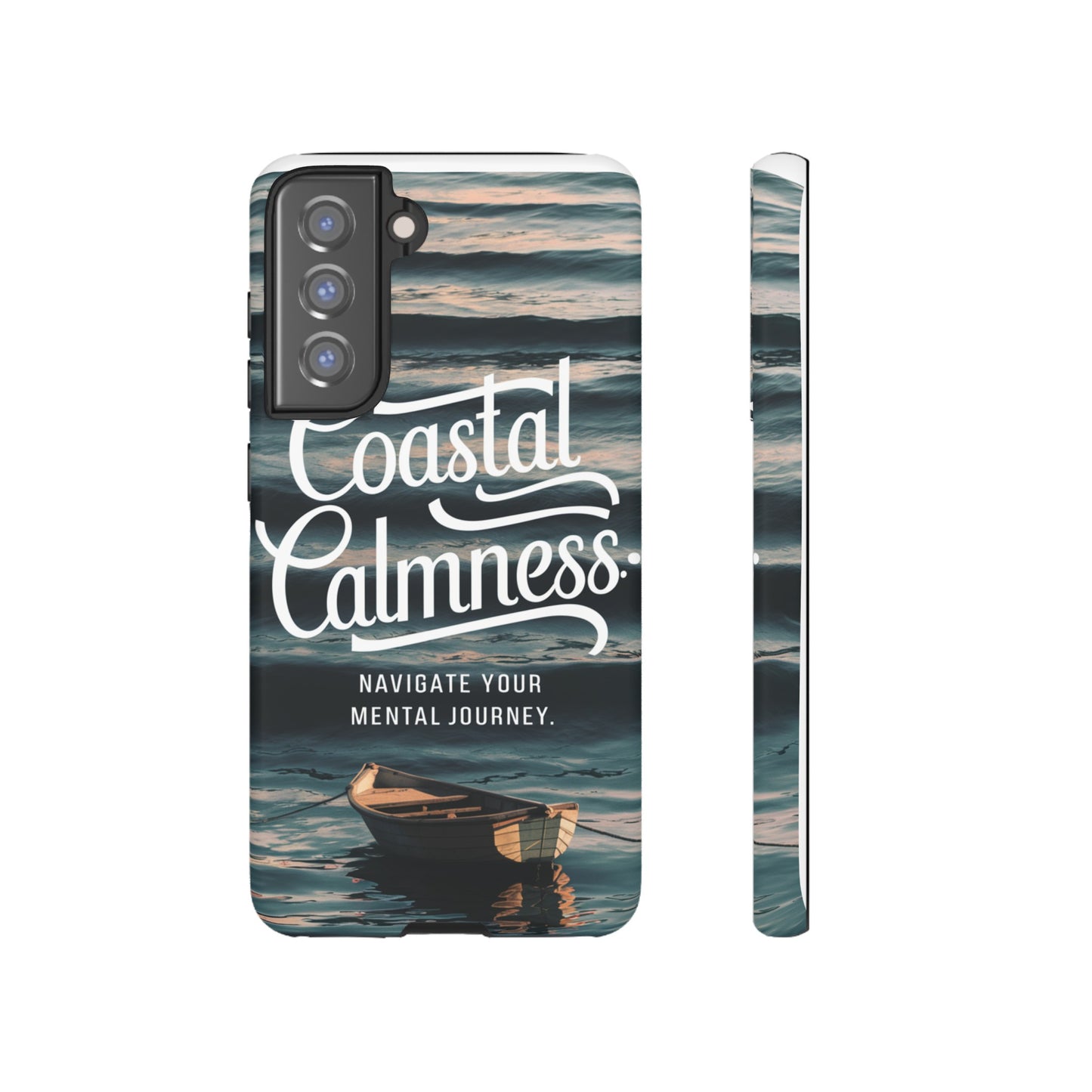 Coastal Calmness, Old Wooden Row Boat Design Protective Phone Case