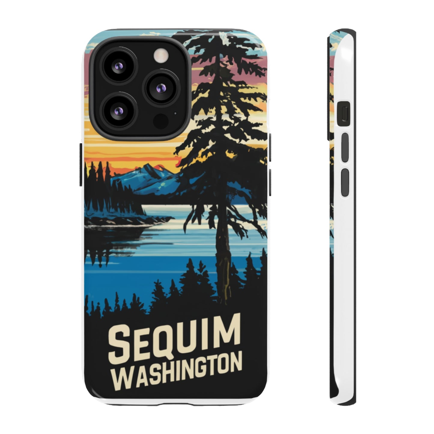 Sequim Washington Sunset Bay & Douglas Fir Protective Phone Case