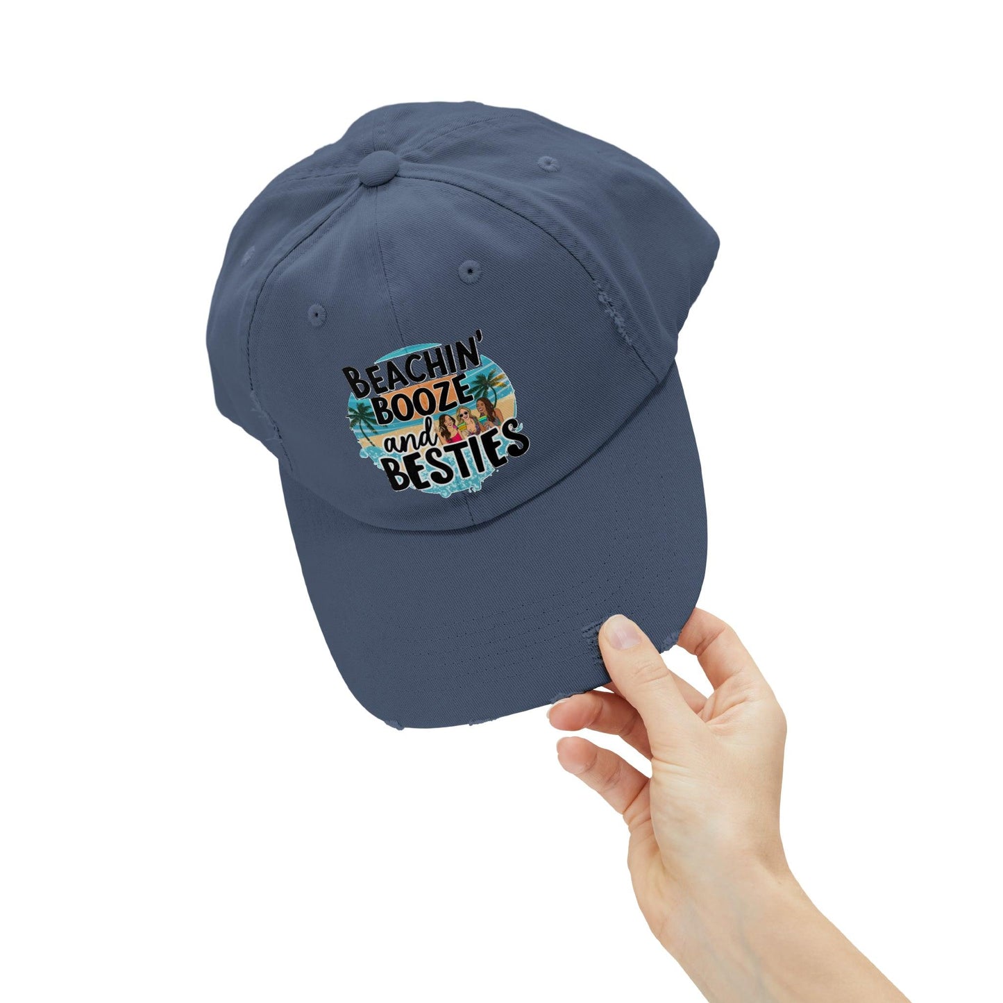 Beachin Booze and Besties Retro Cap, Girls Night Out, Casual Beach Hat - Coastal Collections