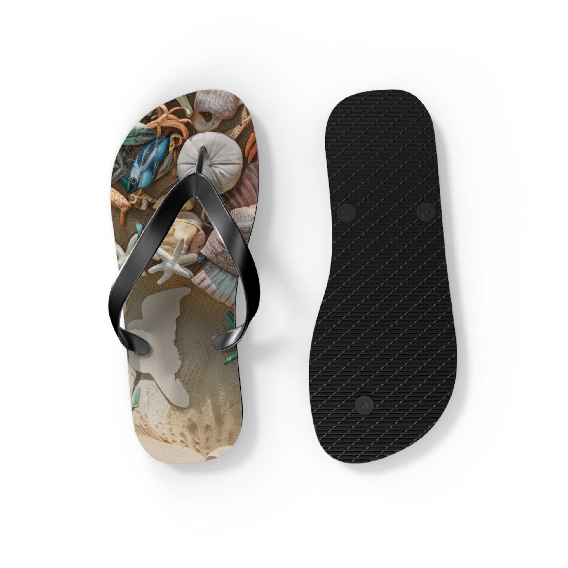 Seashell and Seagull Inspired Flip Flops v4, Express Your Beach Loving Self - Coastal Collections