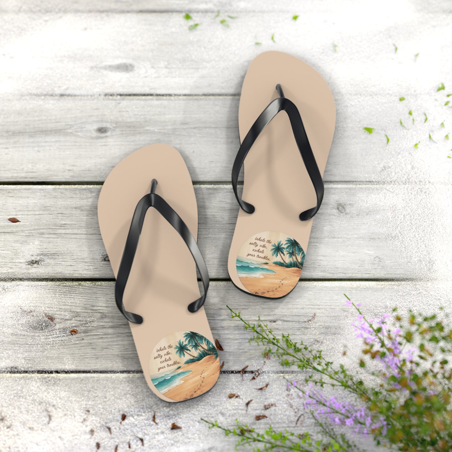 Mental Health: Inhale the Salty Vibe, Exhale your Troubles Beach - Flip Flops, Sandals