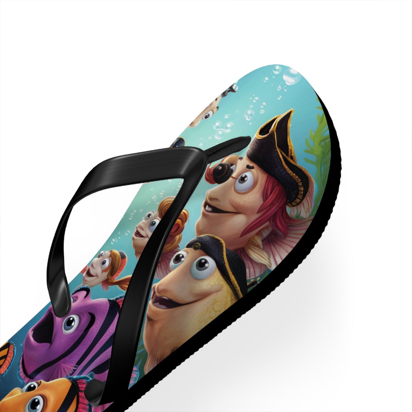 Comical Fish and Pirates Faceoff Inspired Flip Flops, Express Your Beach Loving Self - Coastal Collections