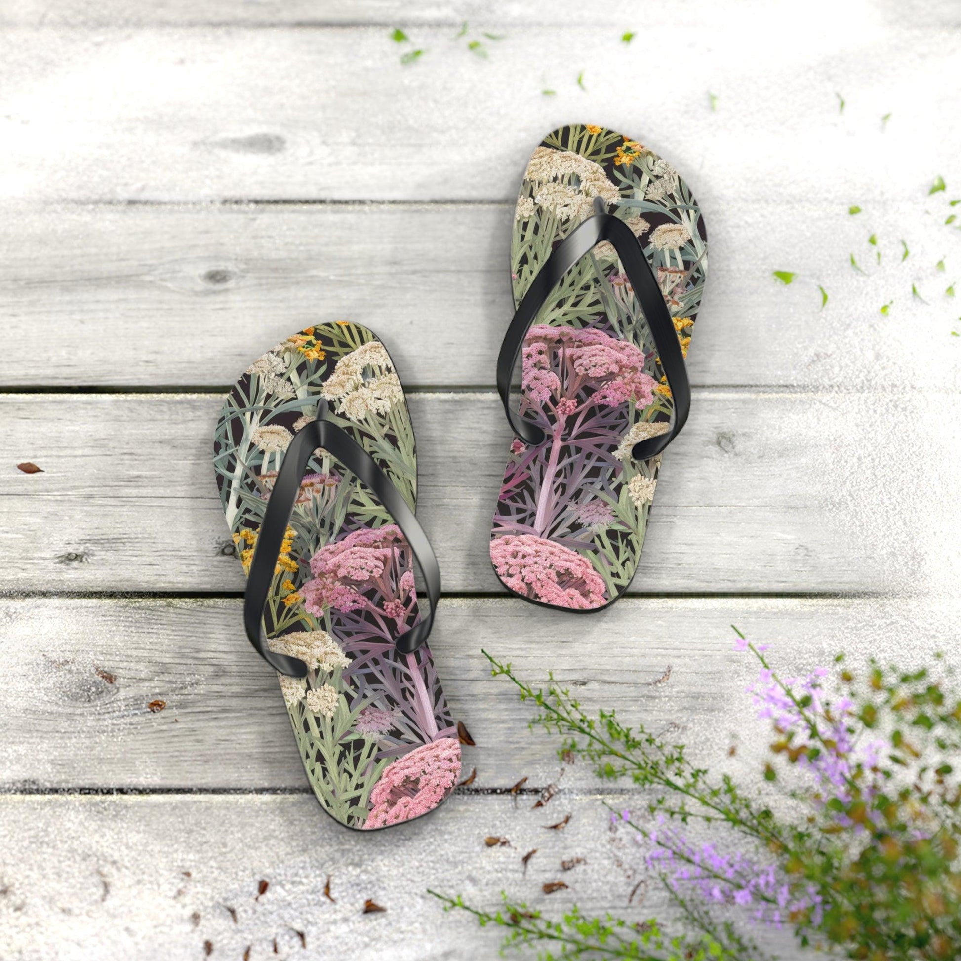 Yarrow Flower Inspired Flip Flops, Express Your Beach Loving Self - Coastal Collections