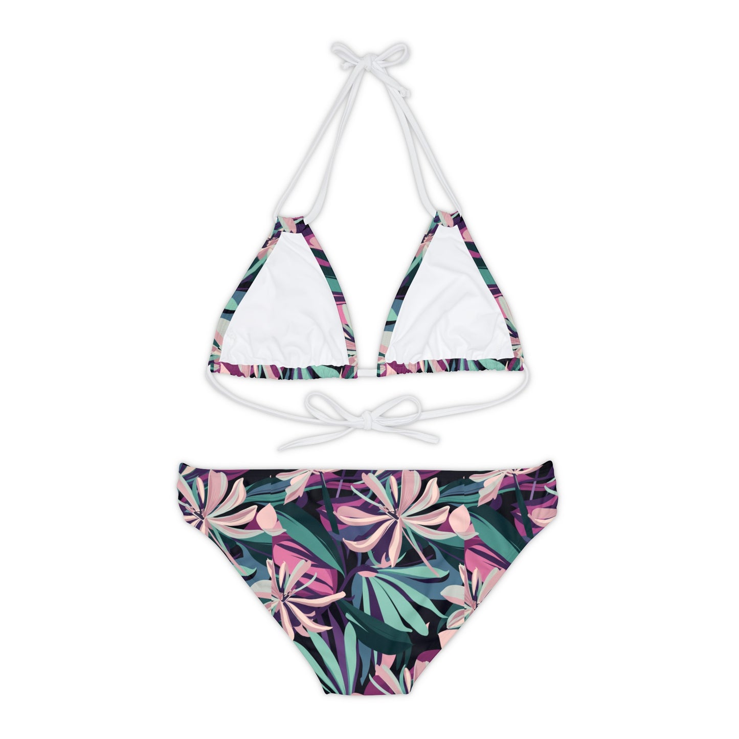 Oleander Flower Strappy Bikini Set