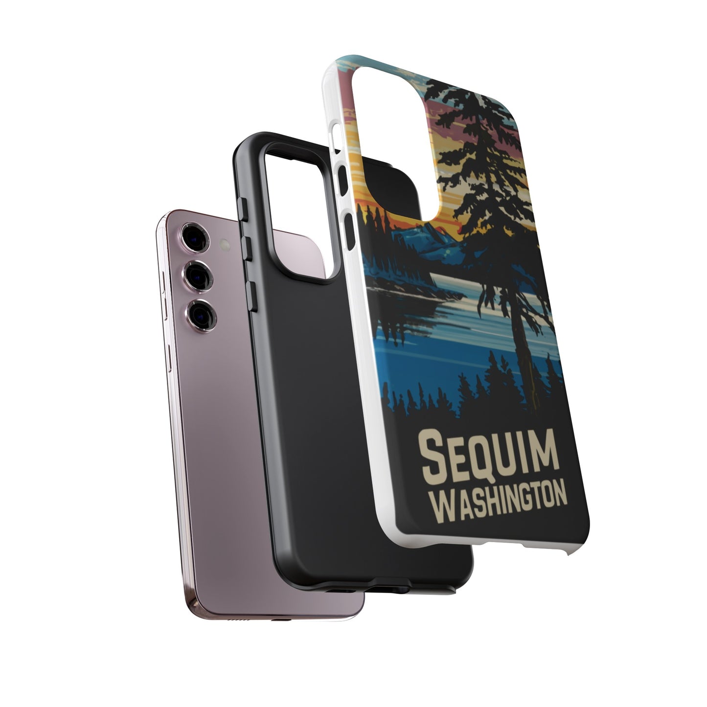 Sequim Washington Sunset Bay & Douglas Fir Protective Phone Case