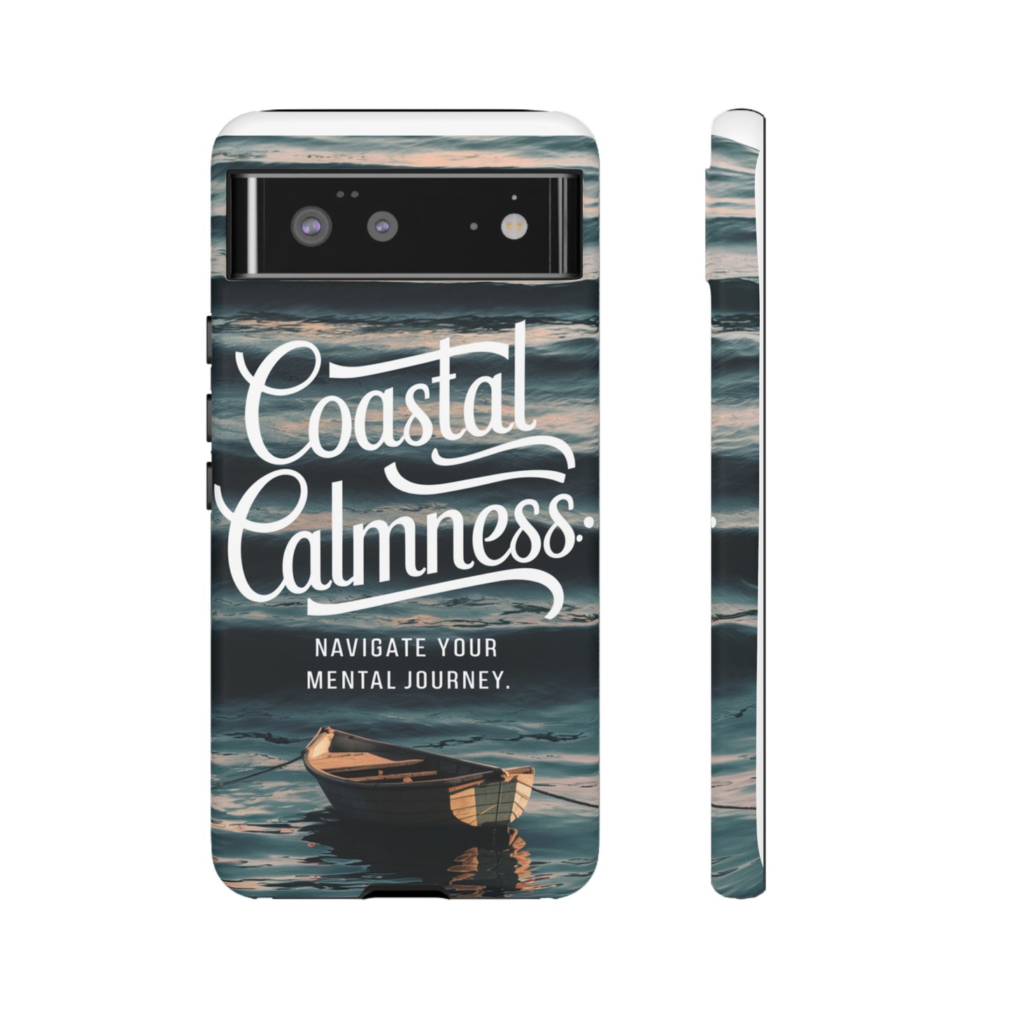 Coastal Calmness, Old Wooden Row Boat Design Protective Phone Case