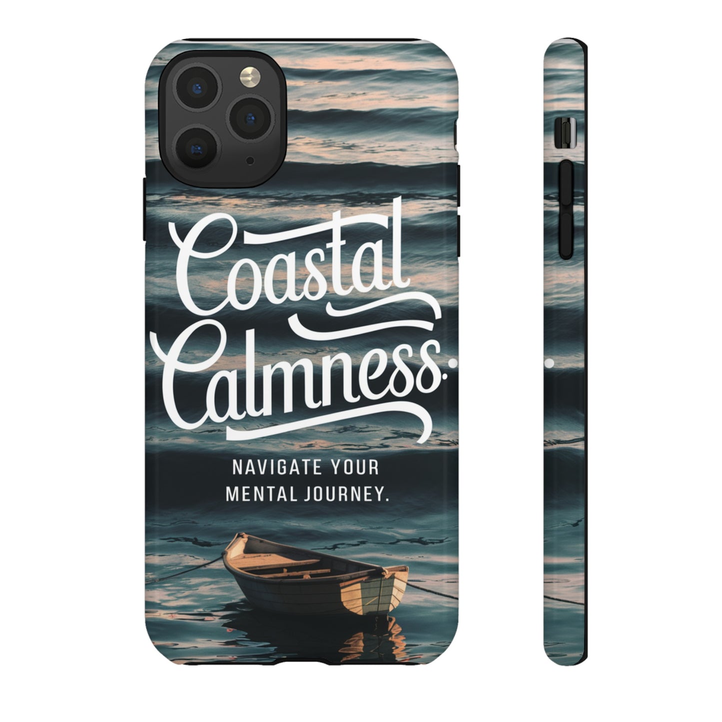 Coastal Calmness, Old Wooden Row Boat Design Protective Phone Case