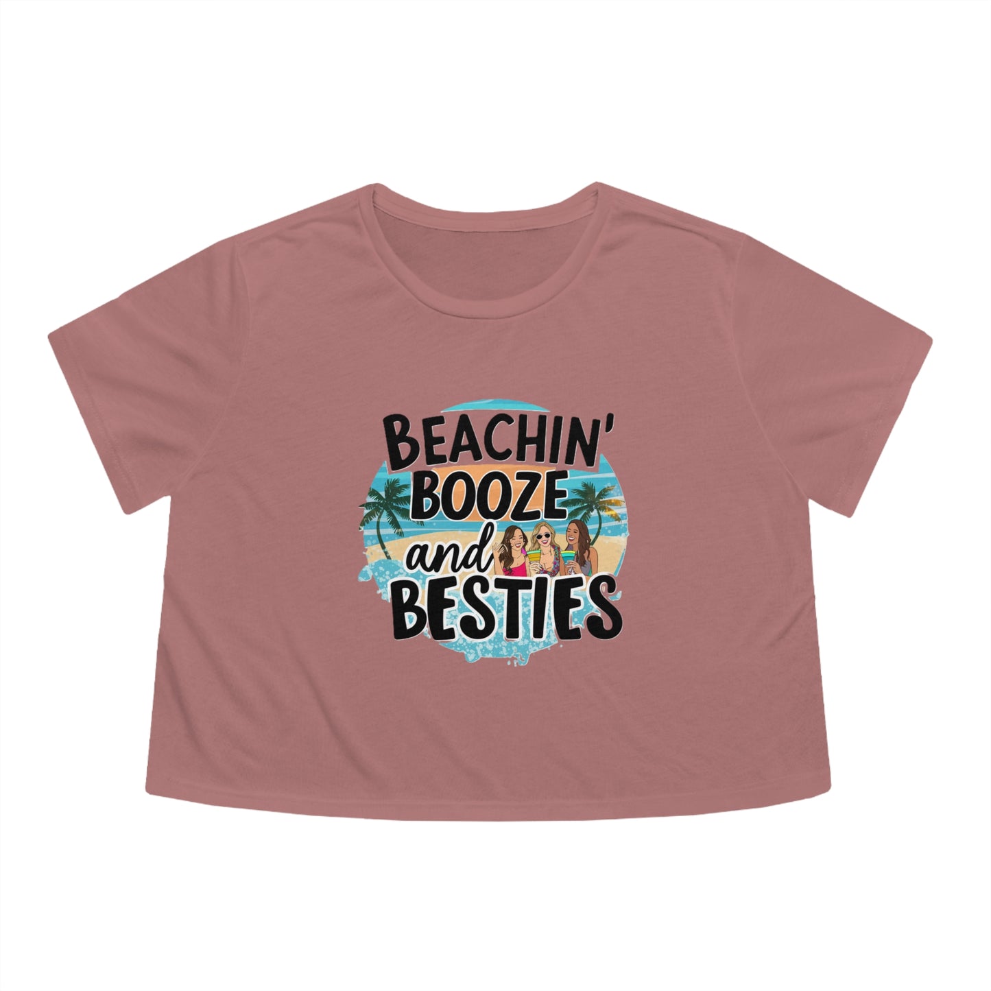 Beachin, Booze and Besties - Women's Flowy Cropped Top