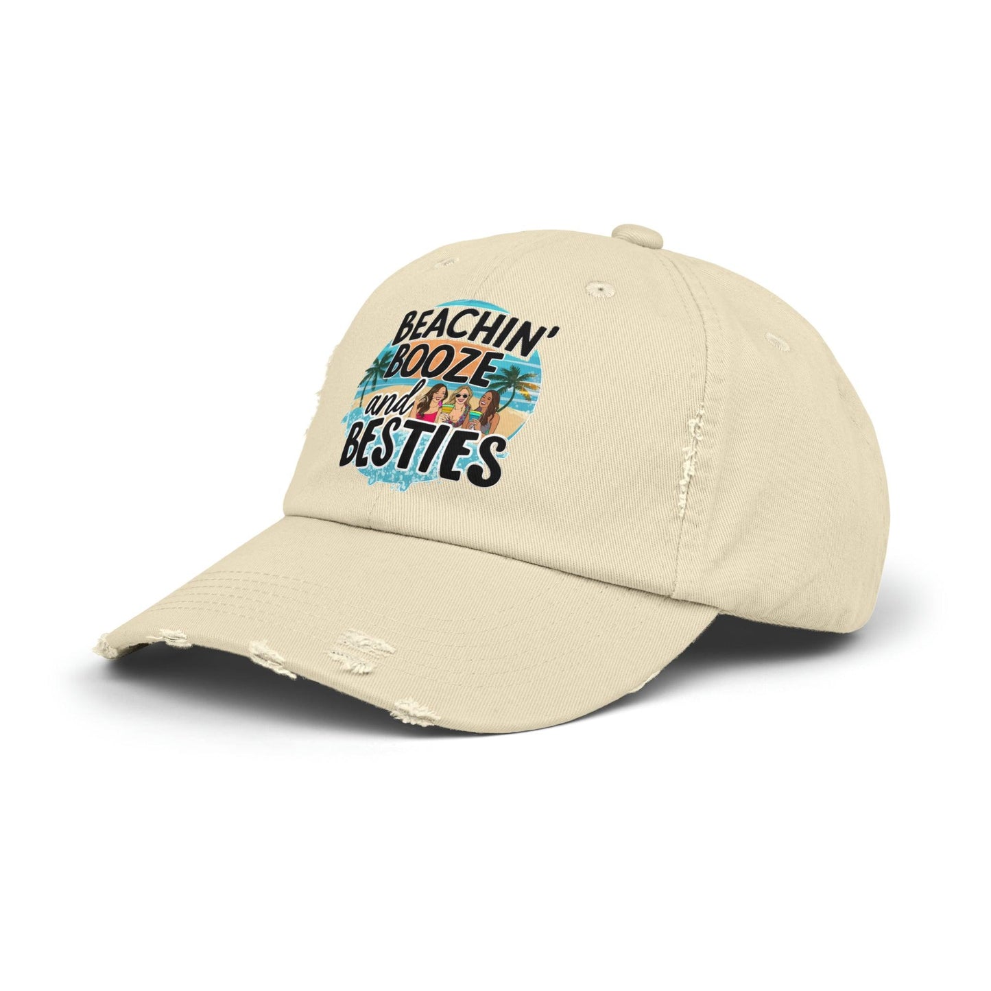 Beachin Booze and Besties Retro Cap, Girls Night Out, Casual Beach Hat - Coastal Collections