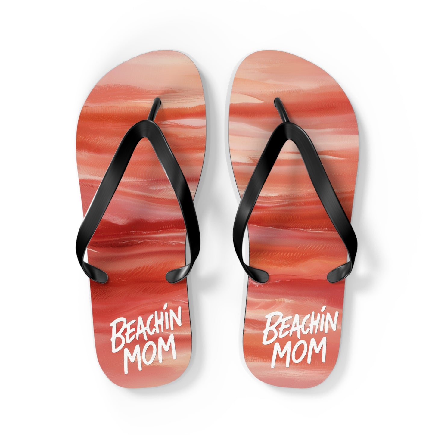 Beachin Mom Coral Abstract Beach - Flip Flops, Sandals