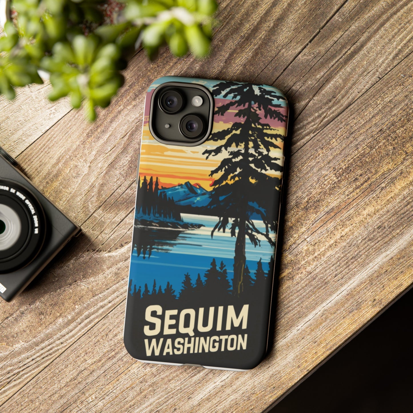 Sequim Washington Sunset Bay & Douglas Fir Protective Phone Case