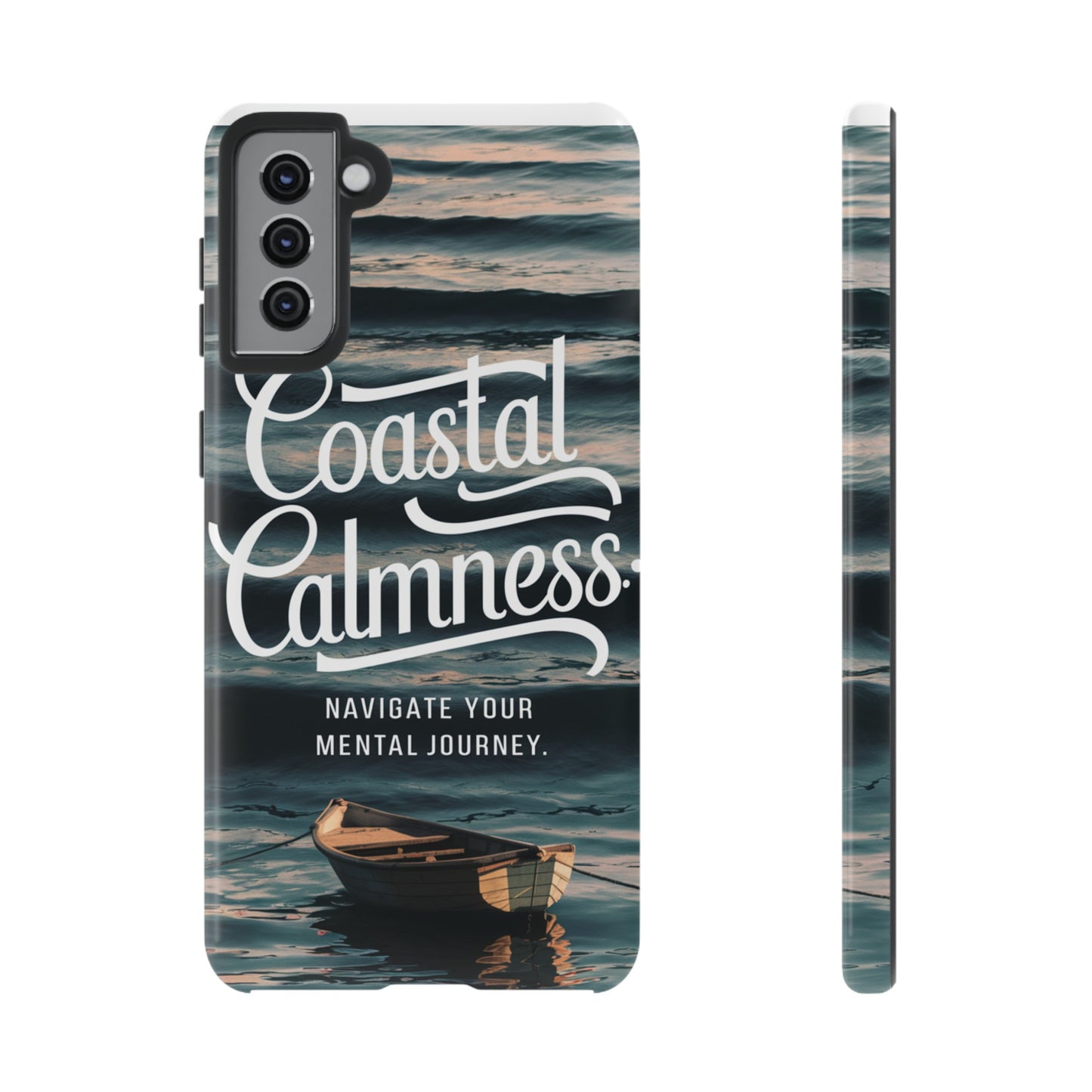 Coastal Calmness, Old Wooden Row Boat Design Protective Phone Case