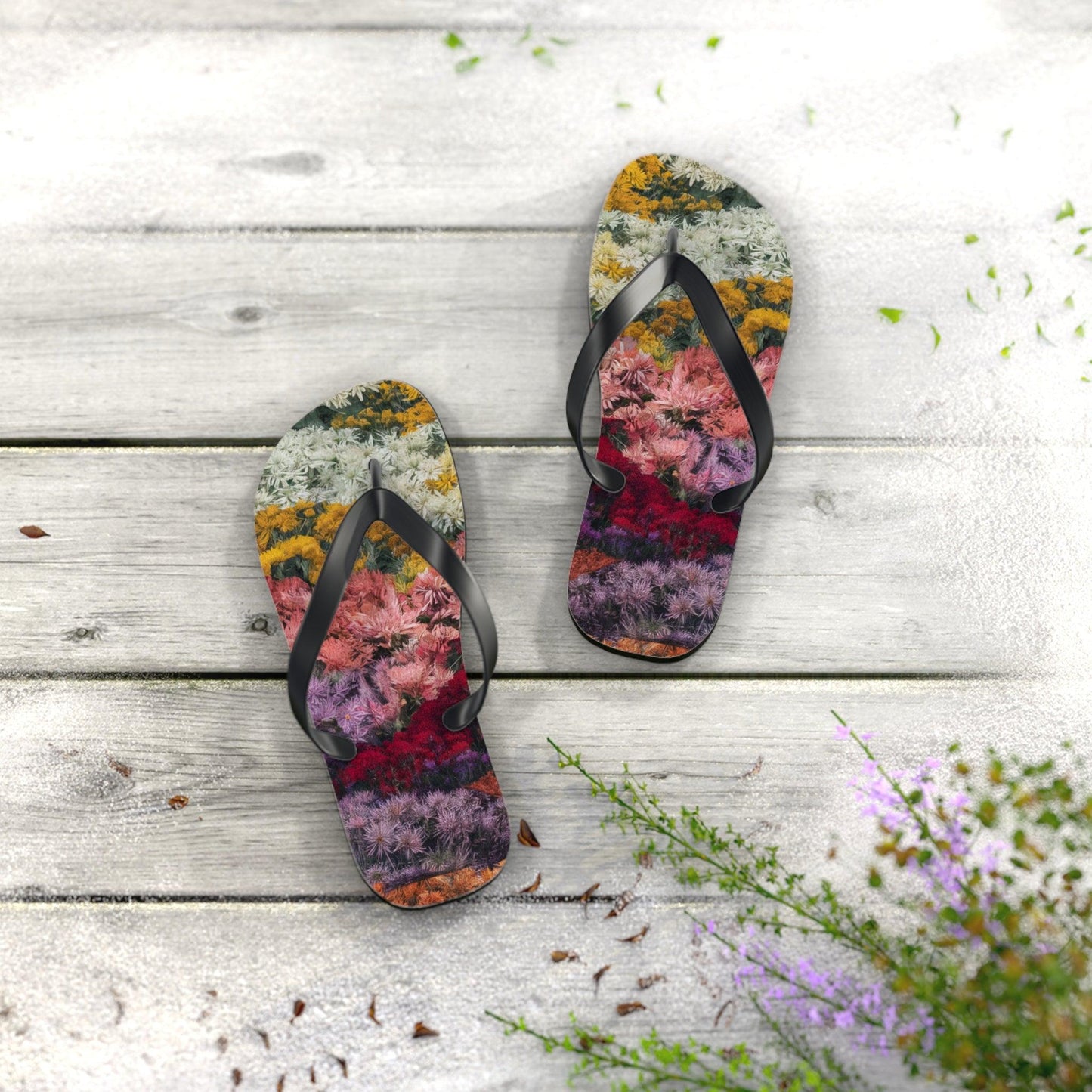 Yarrow Bouquet Flower Inspired Flip Flops, Express Your Beach Loving Self - Coastal Collections