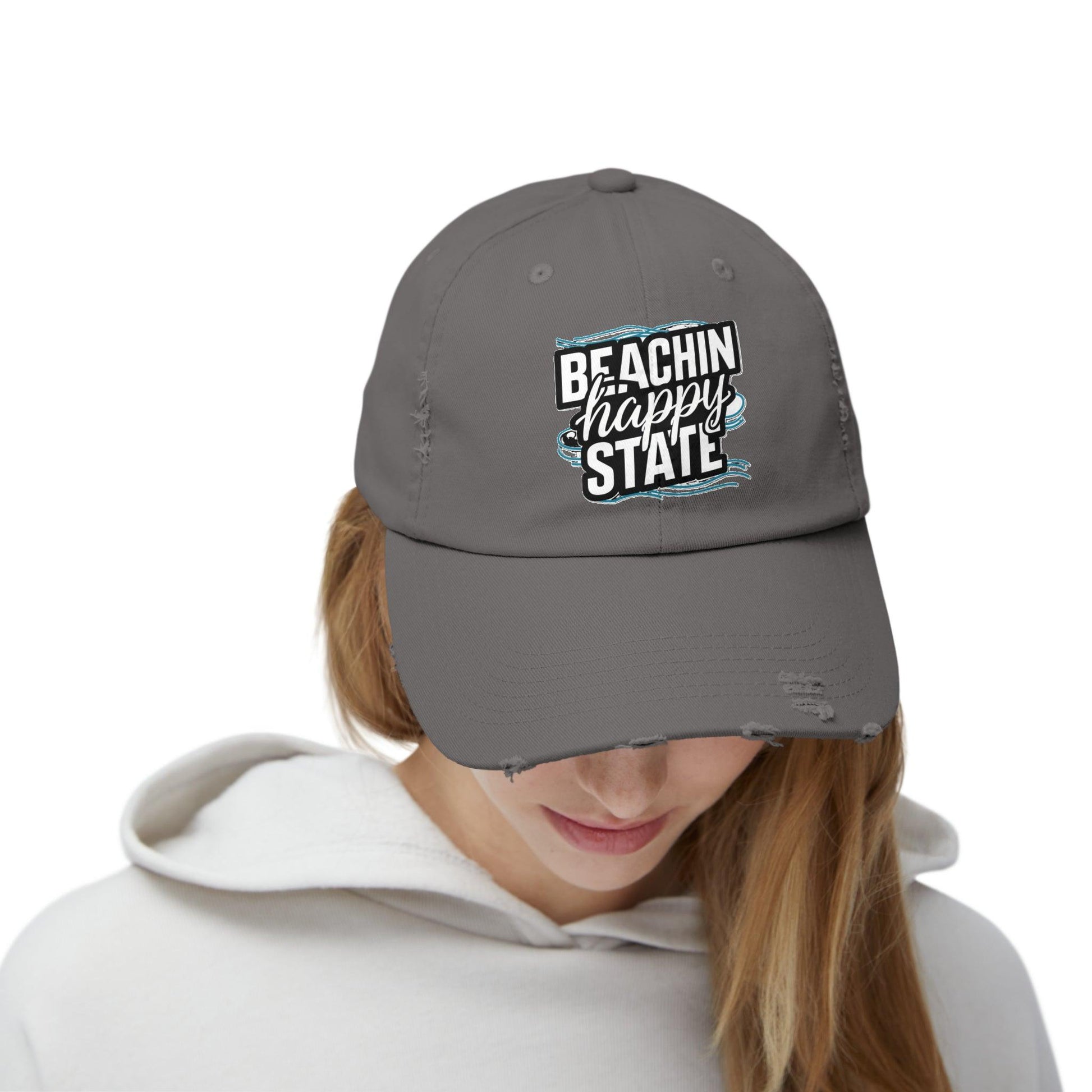 Retro Cap, Beachin Happy State retro distressed cap, casual beach hat - Coastal Collections