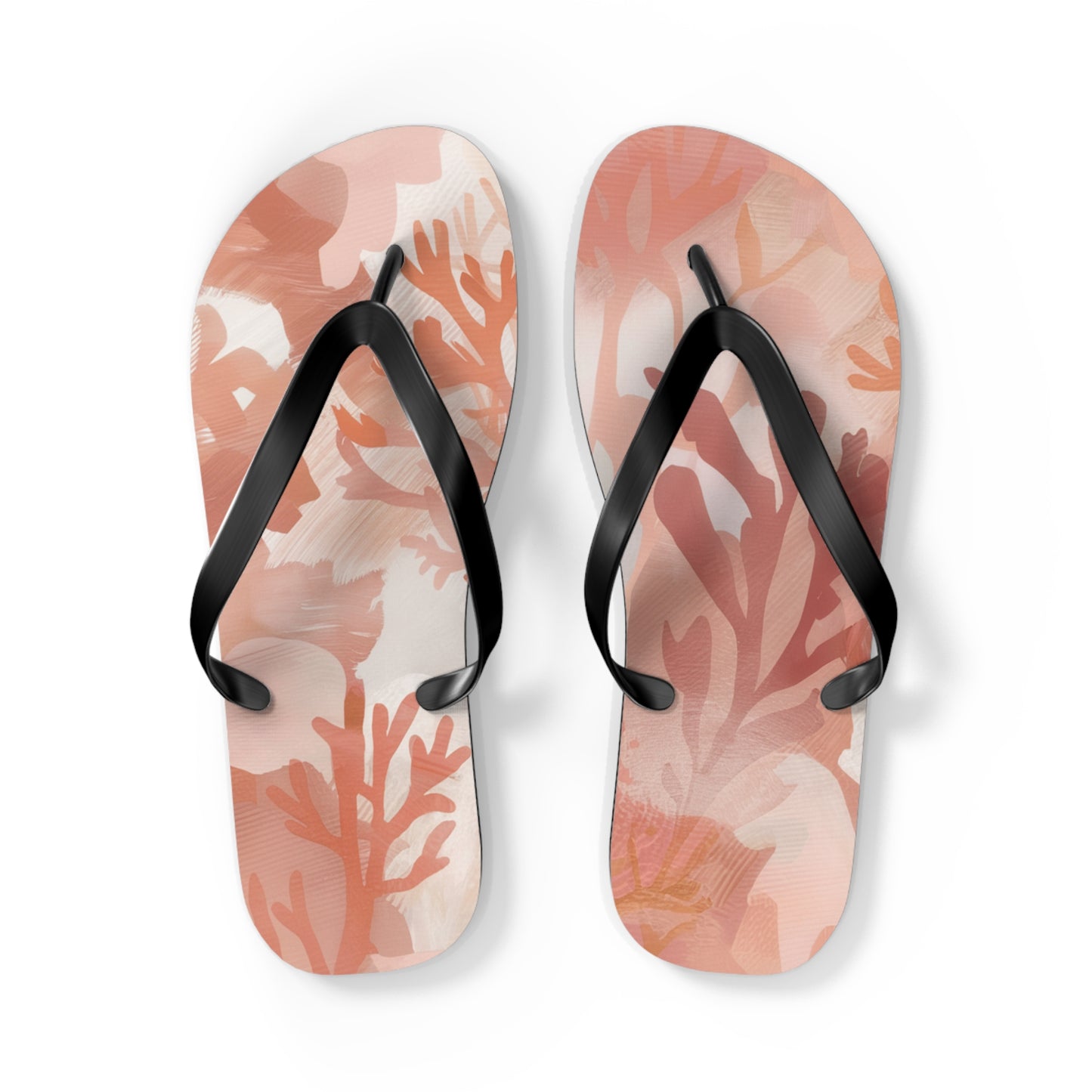 Coral Abstract Beach - Flip Flops, Sandals