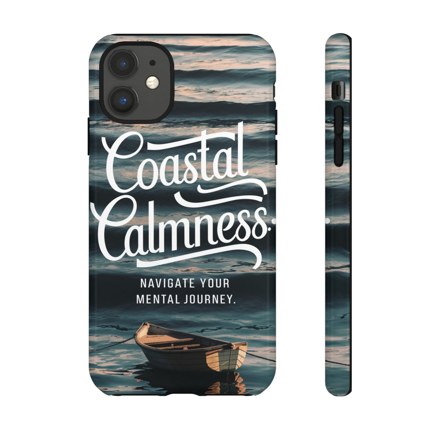 Coastal Calmness, Old Wooden Row Boat Design Protective Phone Case