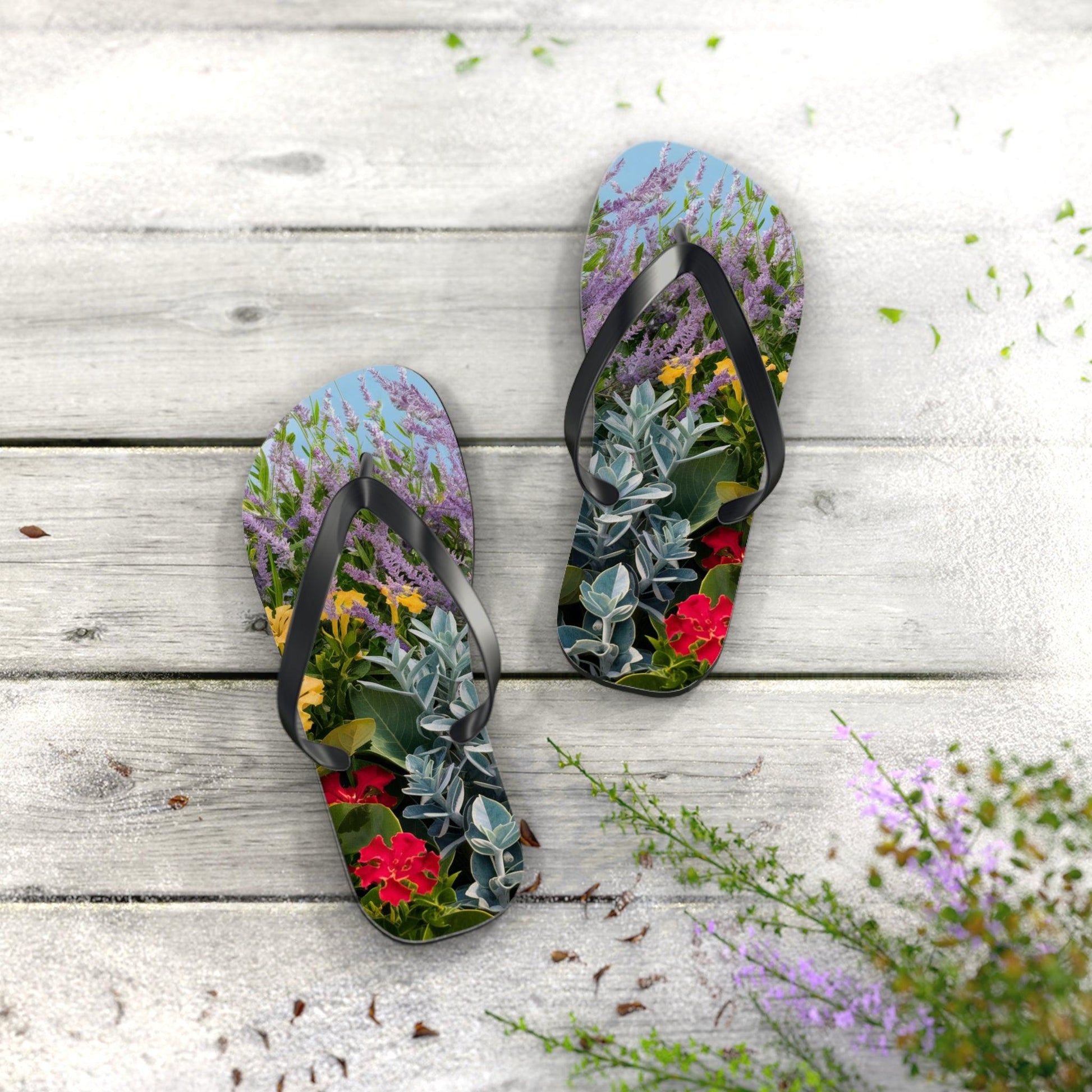 Sea Lavendar, Holly and Lantana Flower Inspired Flip Flops, Express Your Beach Loving Self - Coastal Collections