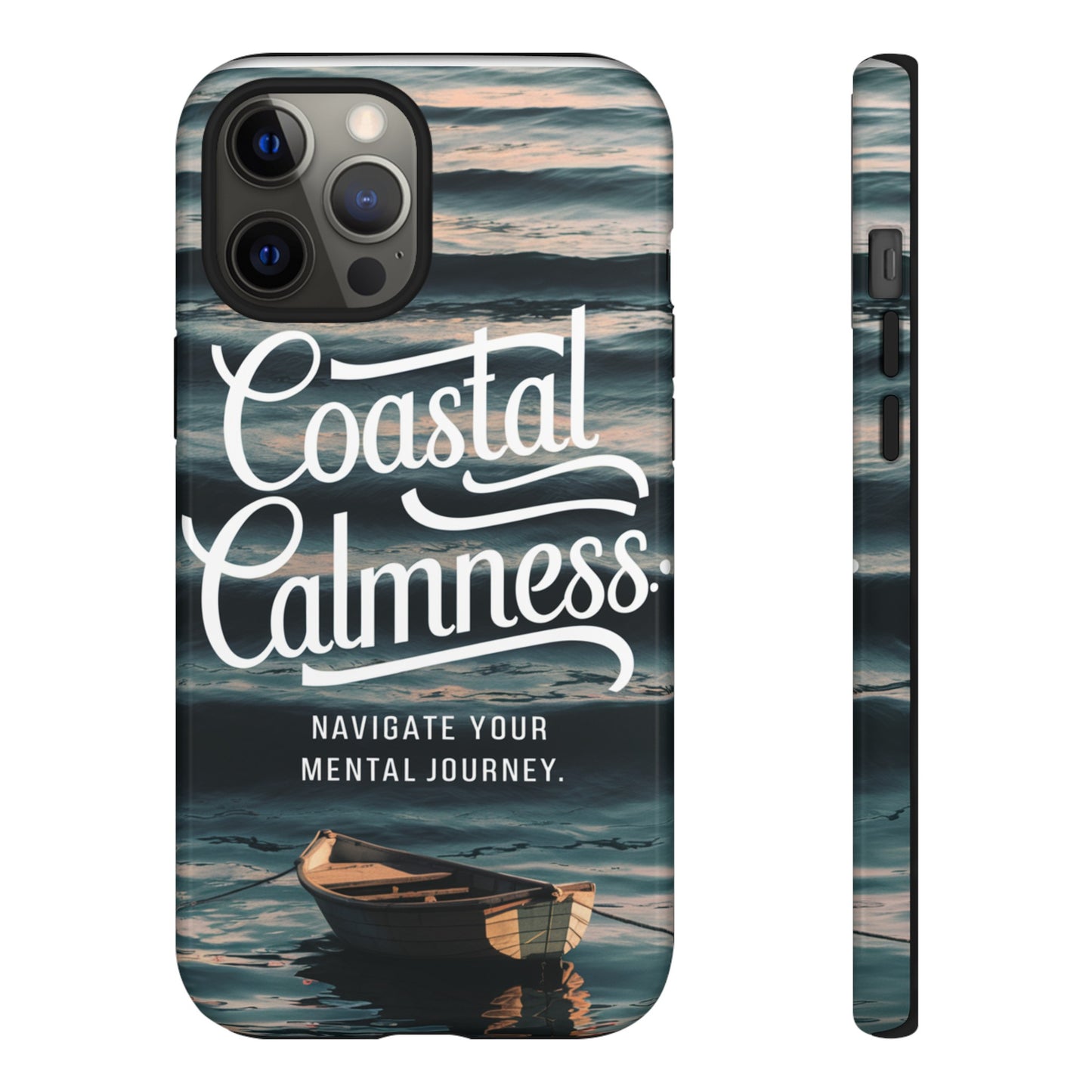 Coastal Calmness, Old Wooden Row Boat Design Protective Phone Case