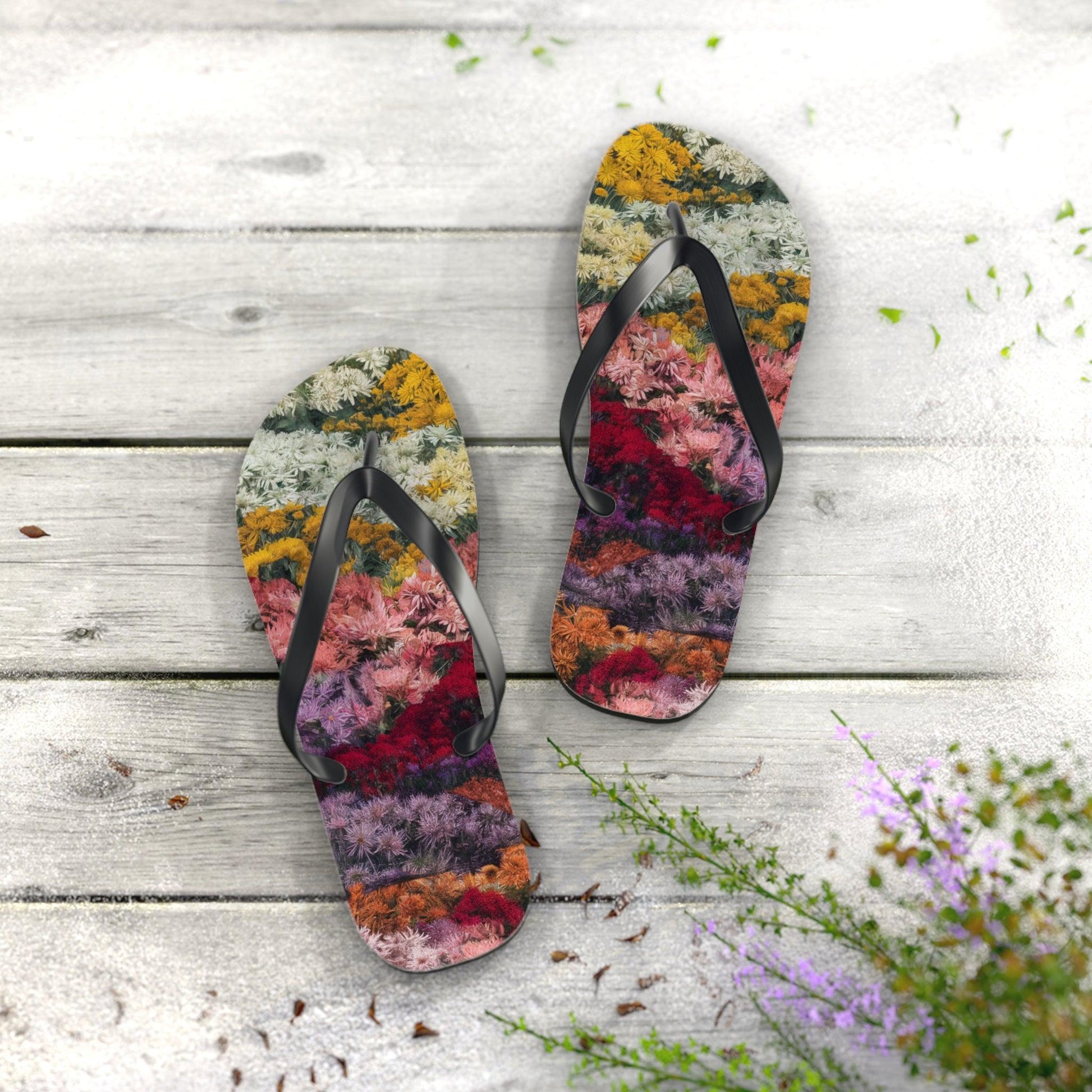 Yarrow Bouquet Flower Inspired Flip Flops, Express Your Beach Loving Self - Coastal Collections