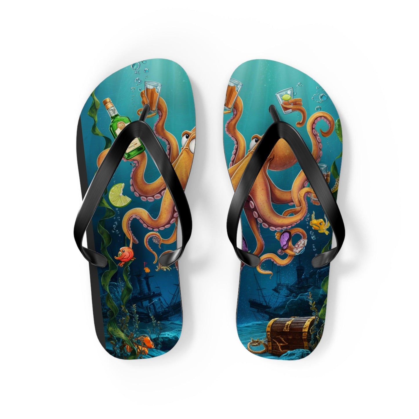 Octopus and Tequila Inspired Flip Flops, Express Your Beach Loving Self - Coastal Collections