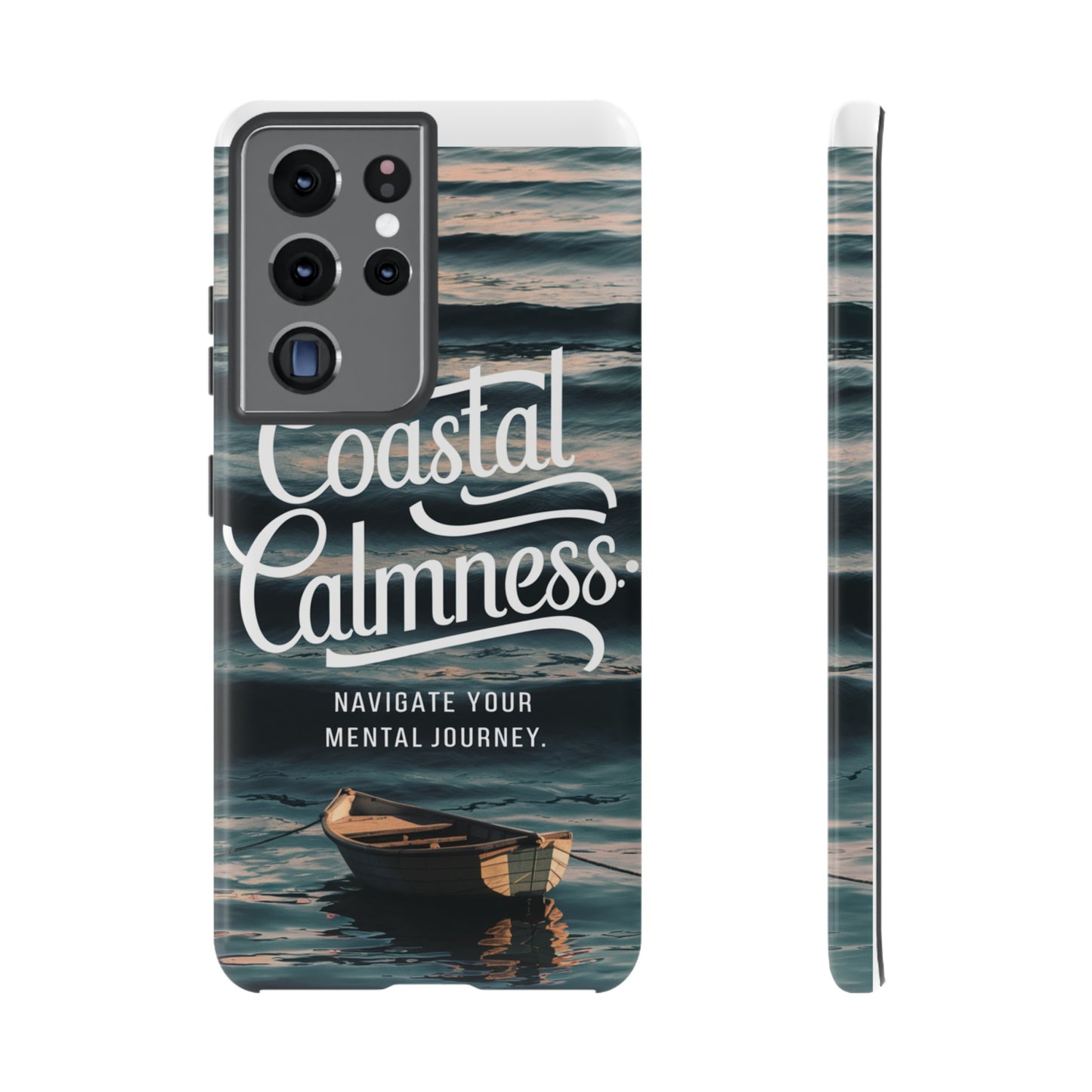 Coastal Calmness, Old Wooden Row Boat Design Protective Phone Case